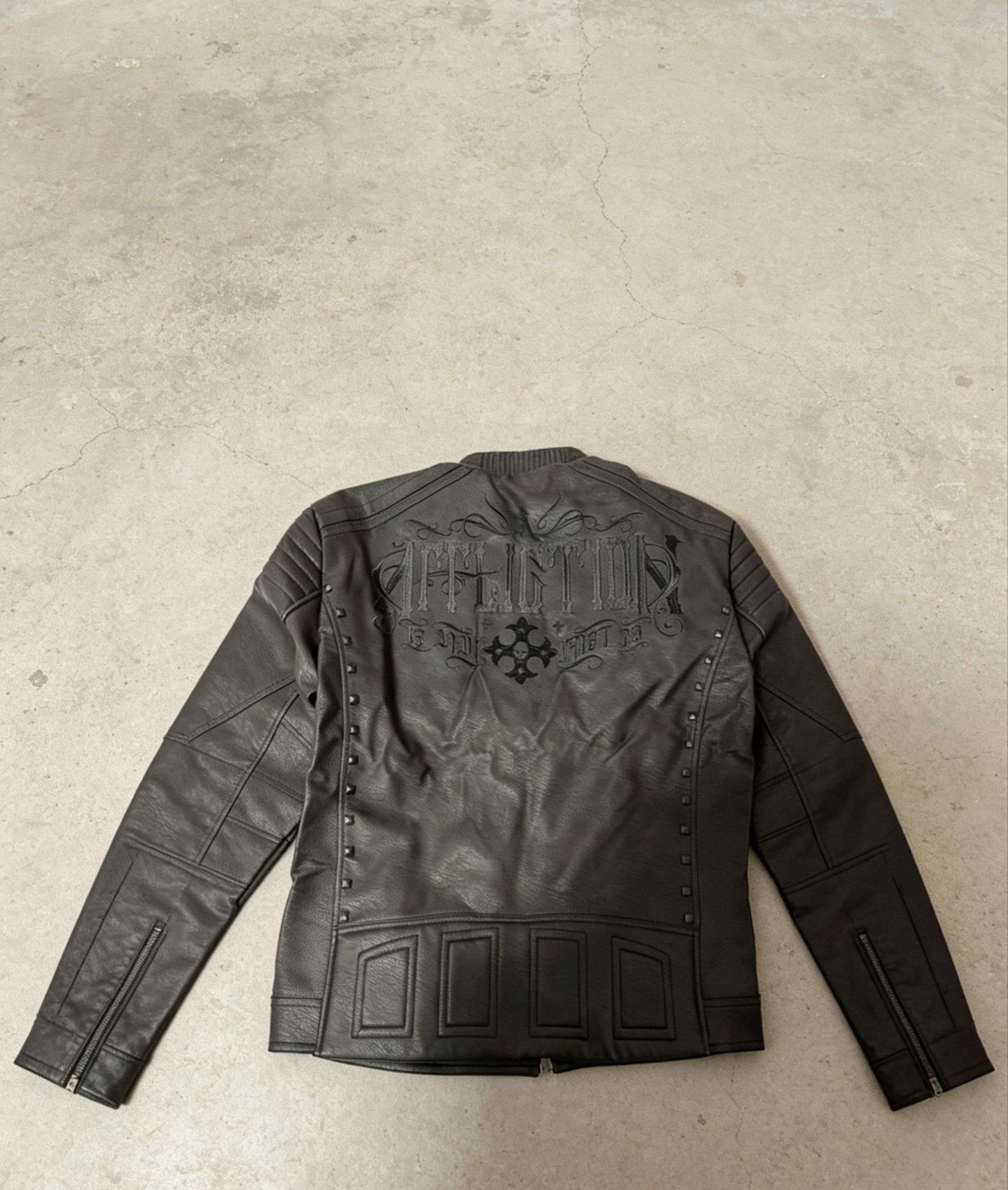 Affliction affliction grunge skull leather jacket Size US XXL / EU 58 / 5 - 2 Thumbnail