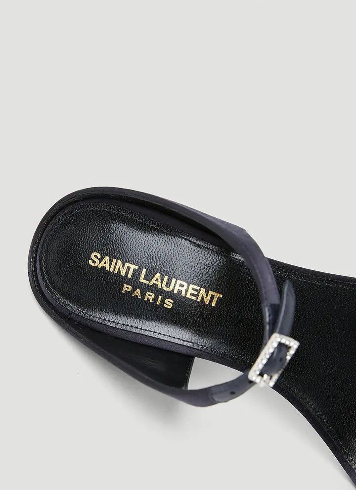 Saint Laurent Paris o1b1hav111224 Dive Mules in Silk Satin in Blue Size US 12 / IT 42 - 6 Thumbnail