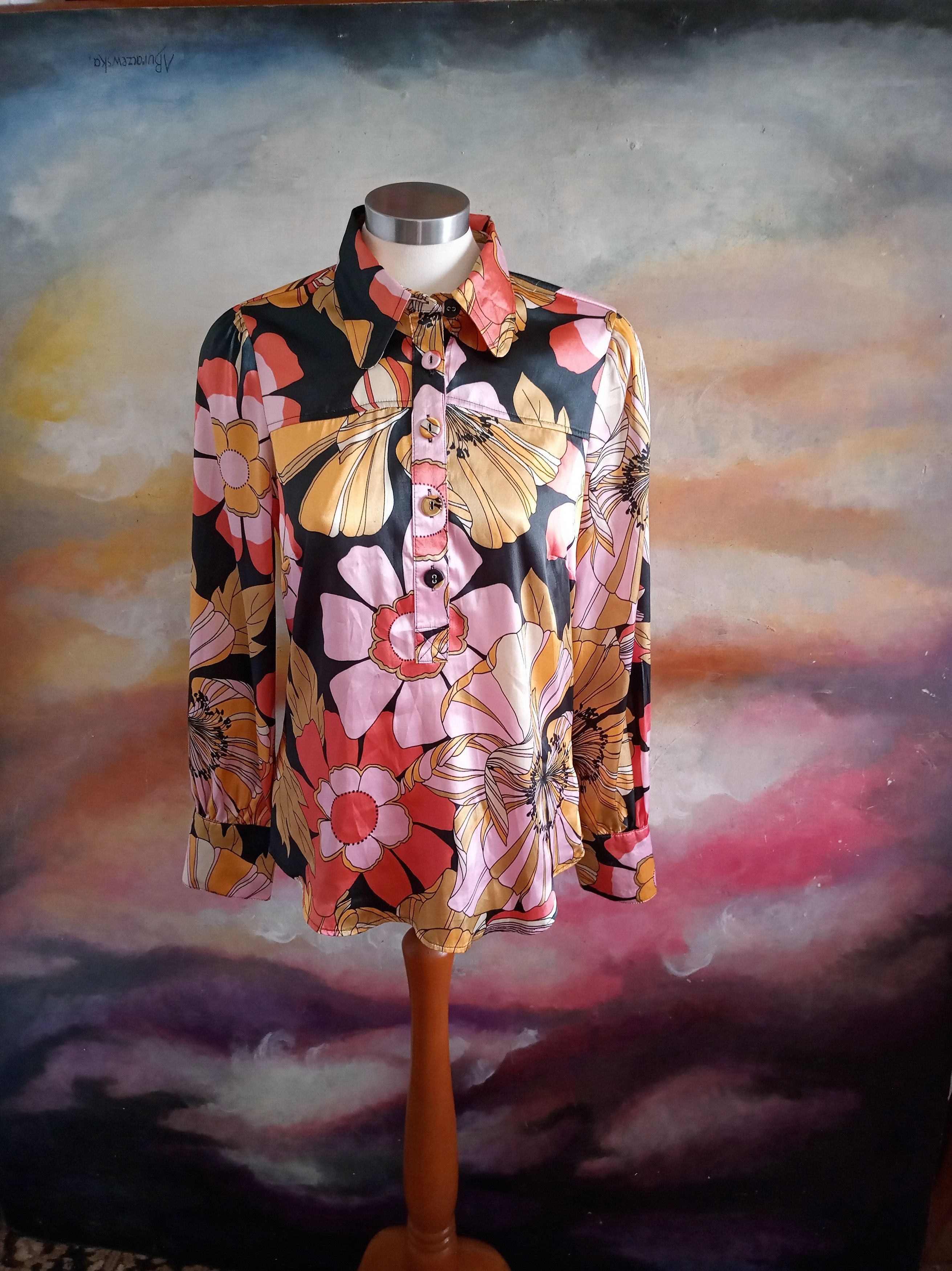 NEXT × Vintage Boho Vintage NEXT satin blouse Size M / US 6-8 / IT 42-44 - 1 Thumbnail