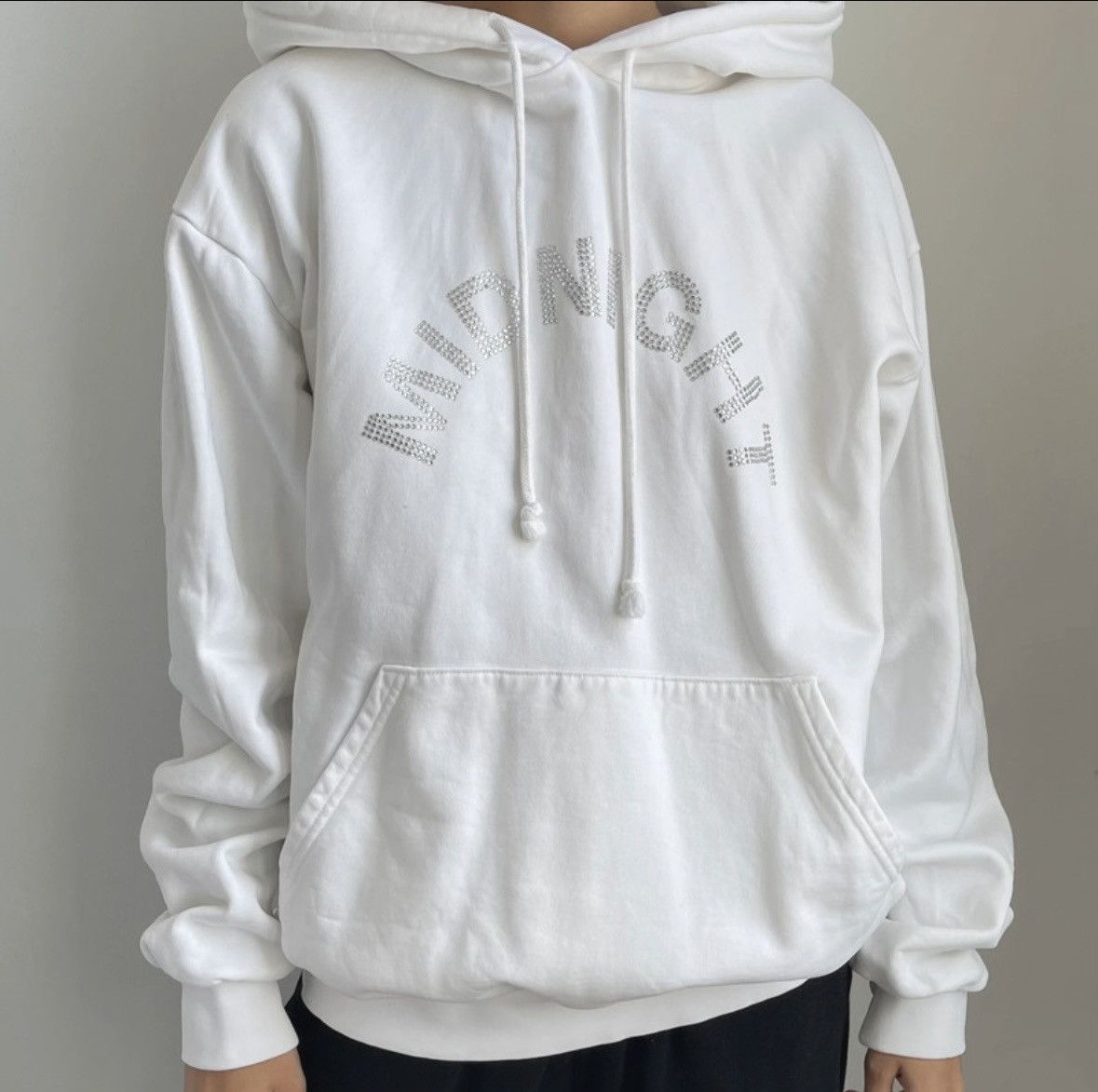 Midnight Studios White Rhinestone Hoodie