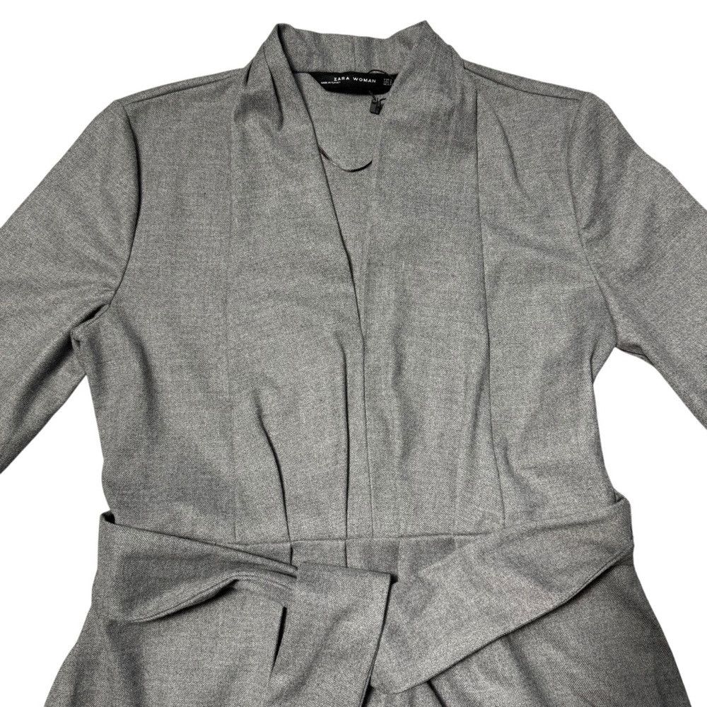 Zara NWT New Zara Long Sleeve V-Neck Belted Grey Dress Size S Size S / US 4 / IT 40 - 9 Thumbnail