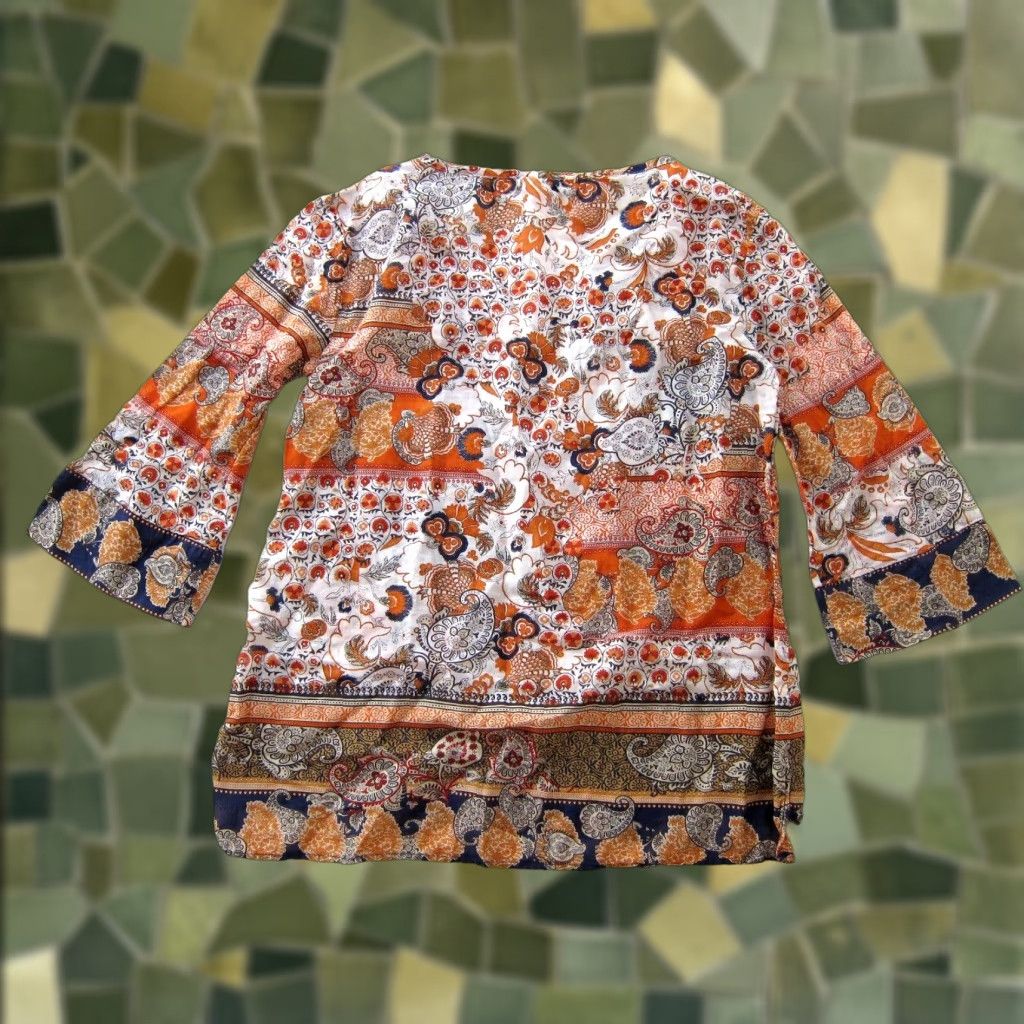 Massimo Dutti Massimo Dutti Cotton Orange Floral Lightweight 3/4 Sleeve Tunic Blouse 4 Womens Blouse Size S / US 4 / IT 40 - 1 Thumbnail