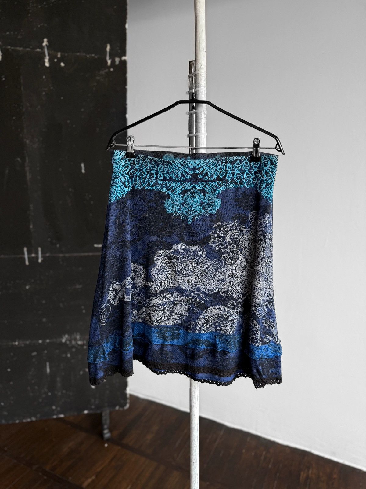 Designer × Desigual Desigual Womens Blue A-Line Stretch Paisley Print Skirt Size 34" / US 12 / IT 48 - 1 Thumbnail