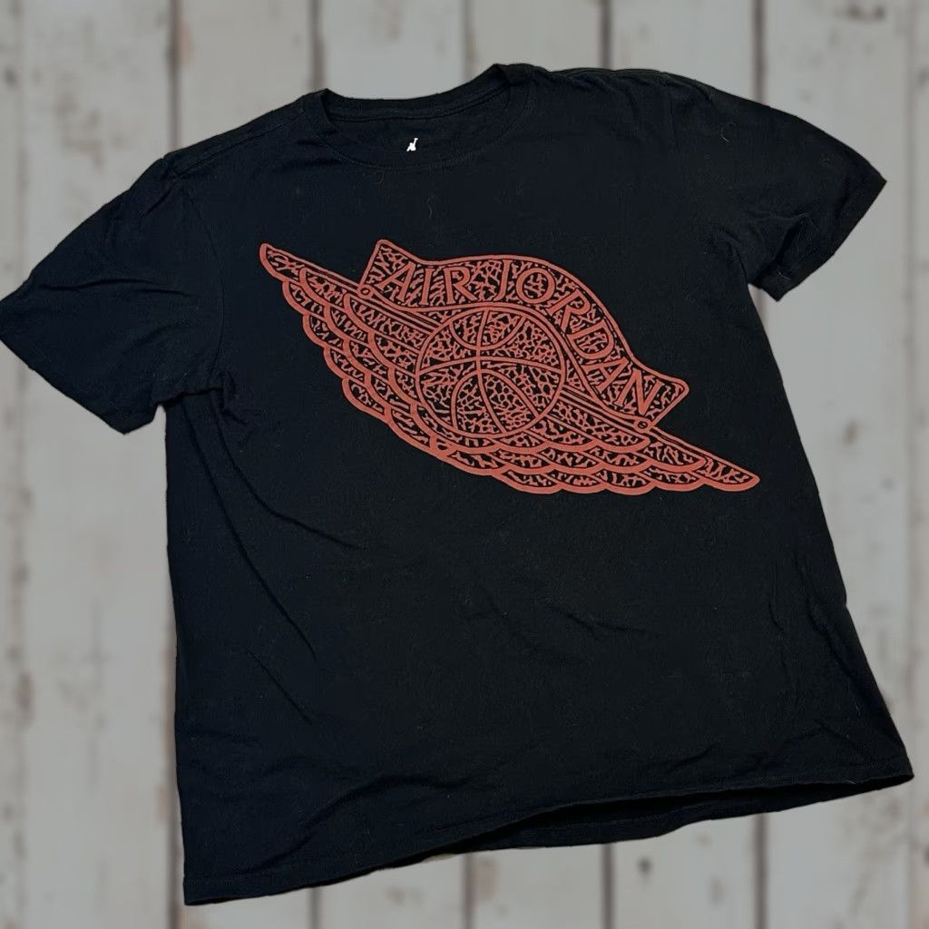 Jordan Brand Air Jordan Black Tee Shirt Red Basketball Wings Graphic Print Men's Medium Size US M / EU 48-50 / 2 - 1 Thumbnail