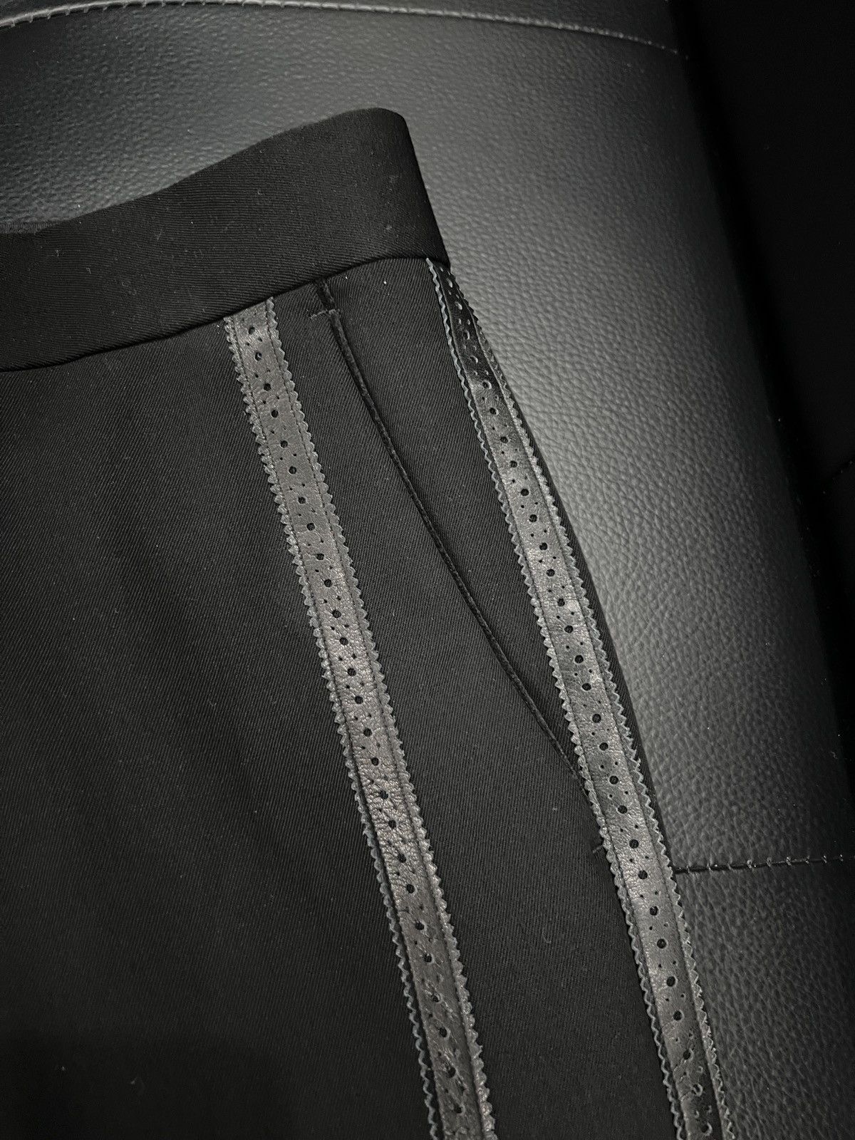 Number (N)ine Number (N)ine FW06 “Noir” Runway Leather Stripe Flared Trous Size 38R - 9 Thumbnail