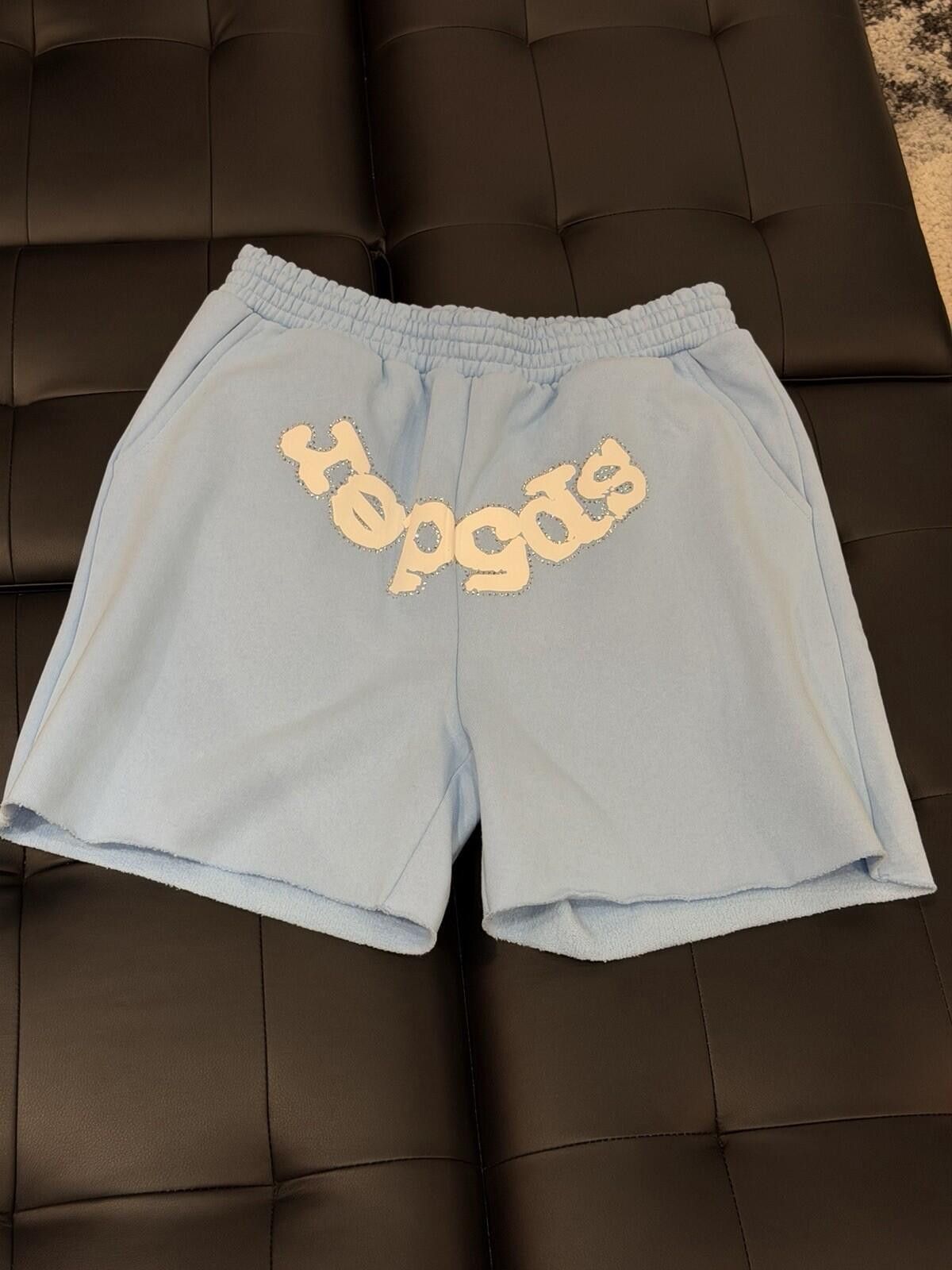 Sp5der Spider Worldwide Sp5der Sweat Shorts Blue VVS Size (Large) Size US 32 / EU 48 - 4 Thumbnail