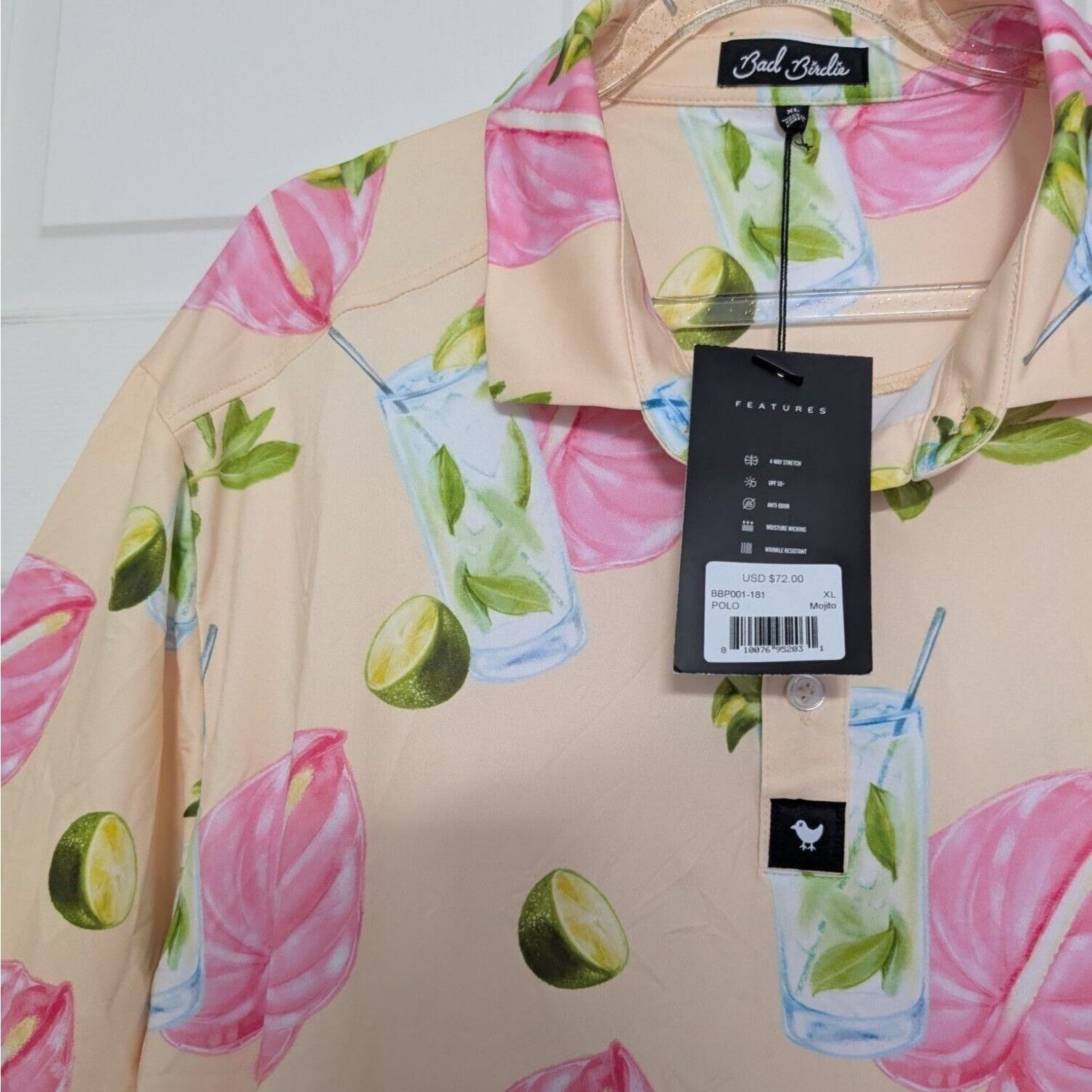 Bad Birdie NEW Bad Birdie Mojito Golf Polo Shirt Mens Size XL Pink Size XL / US 12-14 / IT 48-50 - 3 Thumbnail
