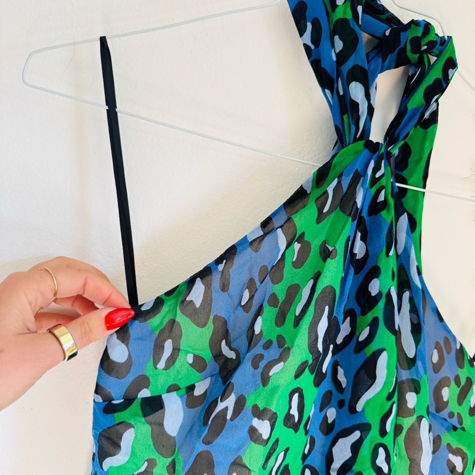 Vintage VINTAGE Blue Green Black Silk Halter Tie Tank Top Blouse Size M / US 6-8 / IT 42-44 - 6 Thumbnail