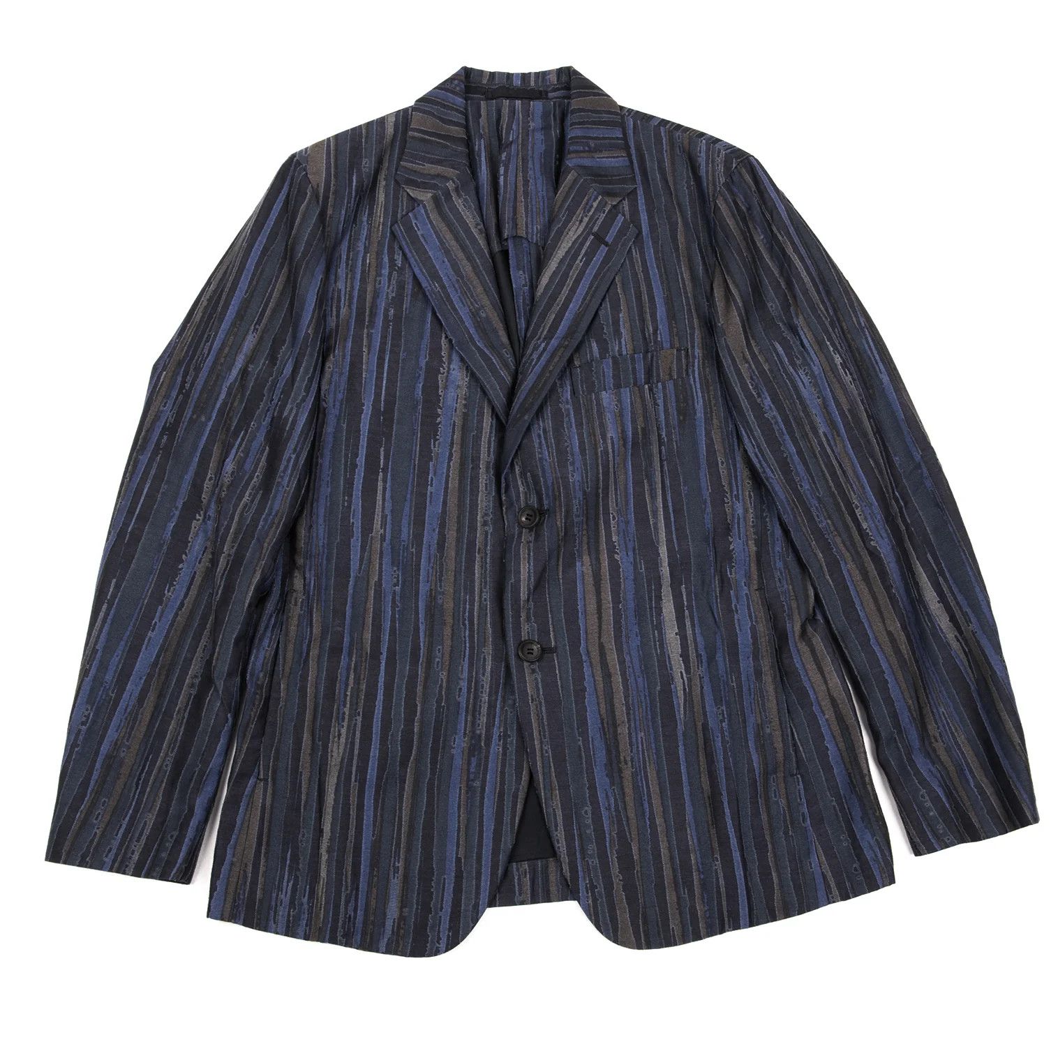Issey Miyake Cotton-Poly Blend Striped Setup in Blue 2 Size US 32 / EU 48 - 2 Thumbnail