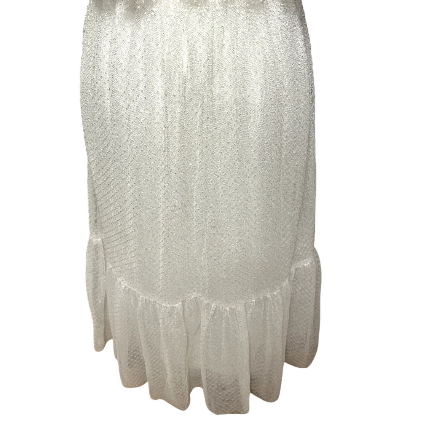 Other Lulus Mesh Midi Dress Swiss Dot Tie Straps Zipper White XS Size XS / US 0-2 / IT 36-38 - 7 Thumbnail