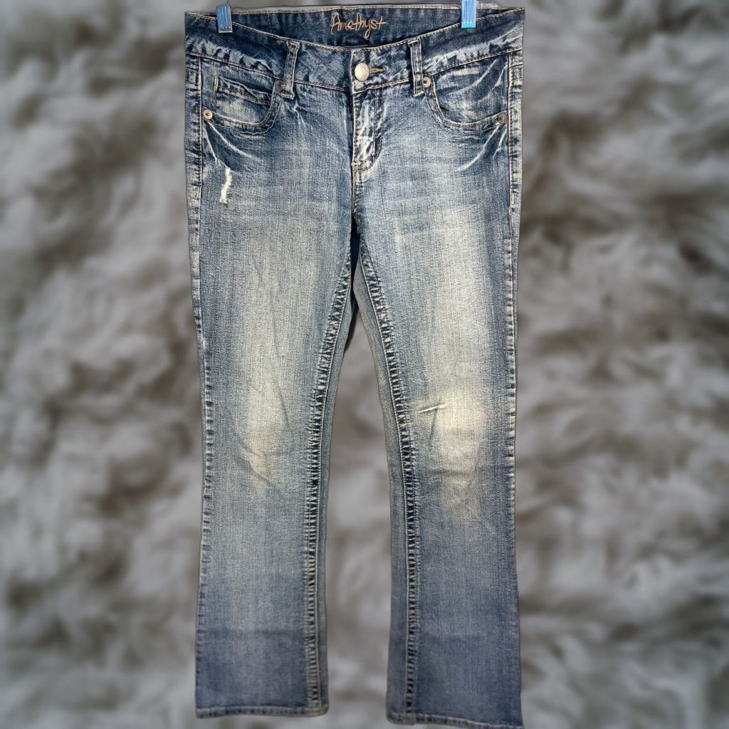 Denime Amethyst Jeans Womens 7 Blue Denim Straight Leg Slim Medium Wash Stretch Casual Size 24" / US 00 / IT 34 - 1 Thumbnail