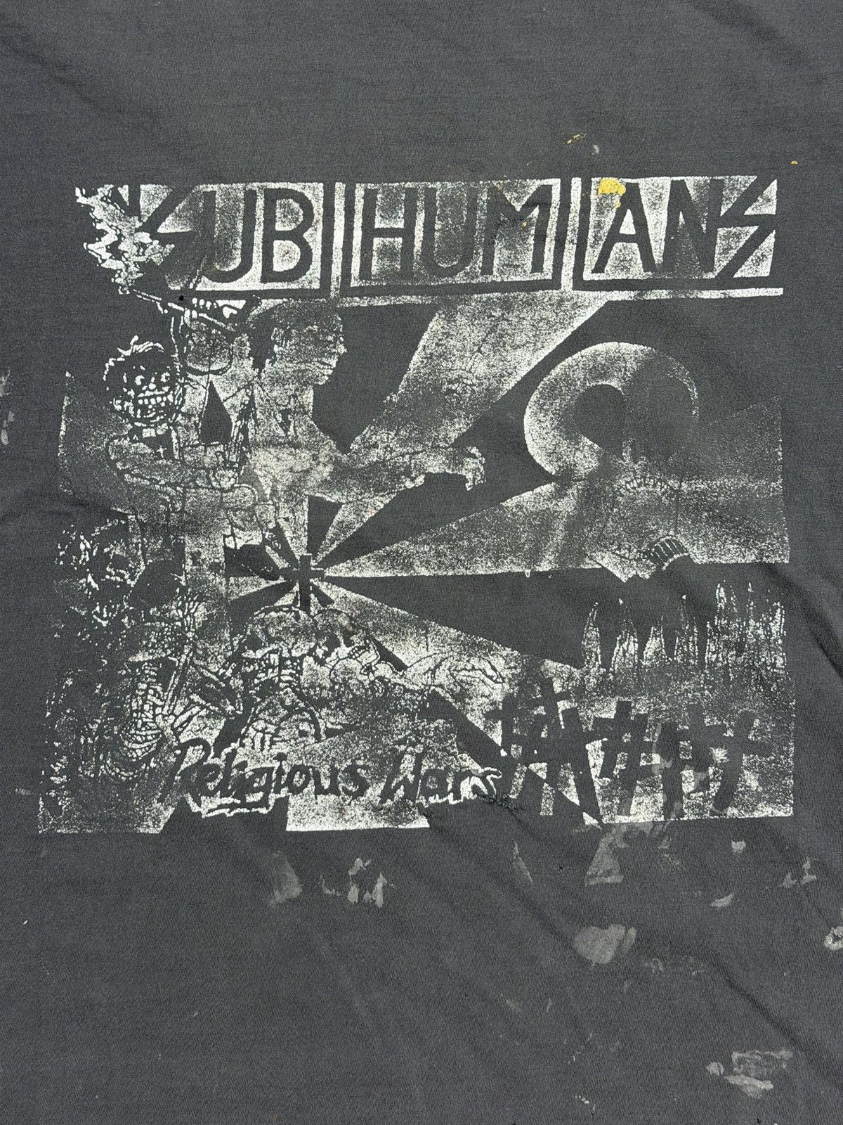 Band Tees *RARE* VINTAGE 90s EURO SUBHUMANS RELIGIOUS WARS PUNK TEE Size US XL / EU 56 / 4 - 2 Thumbnail