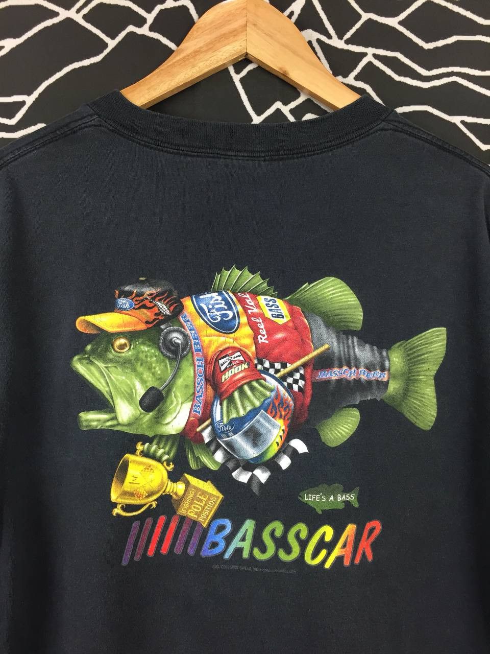 Vintage Vtg Y2K Life’s A Bass Basscar Fish Racing Tee Size US XL / EU 56 / 4 - 3 Thumbnail