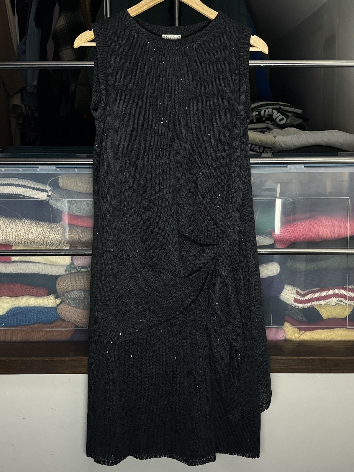 Brunello Cucinelli Brunello Cucinelli Linen & Silk Midi Sequin Luxury Dress Size M / US 6-8 / IT 42-44 - 1 Thumbnail
