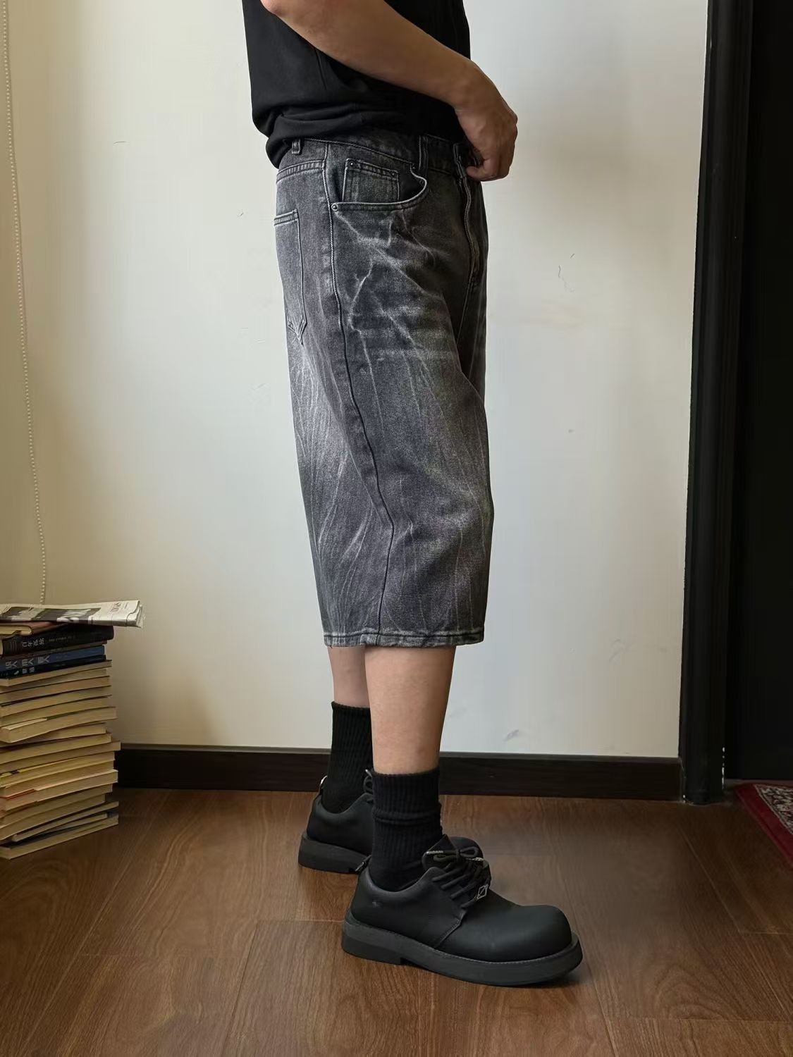 Japanese Brand × Jean American high street washed distressed straight denim shorts Size US 32 / EU 48 - 3 Thumbnail