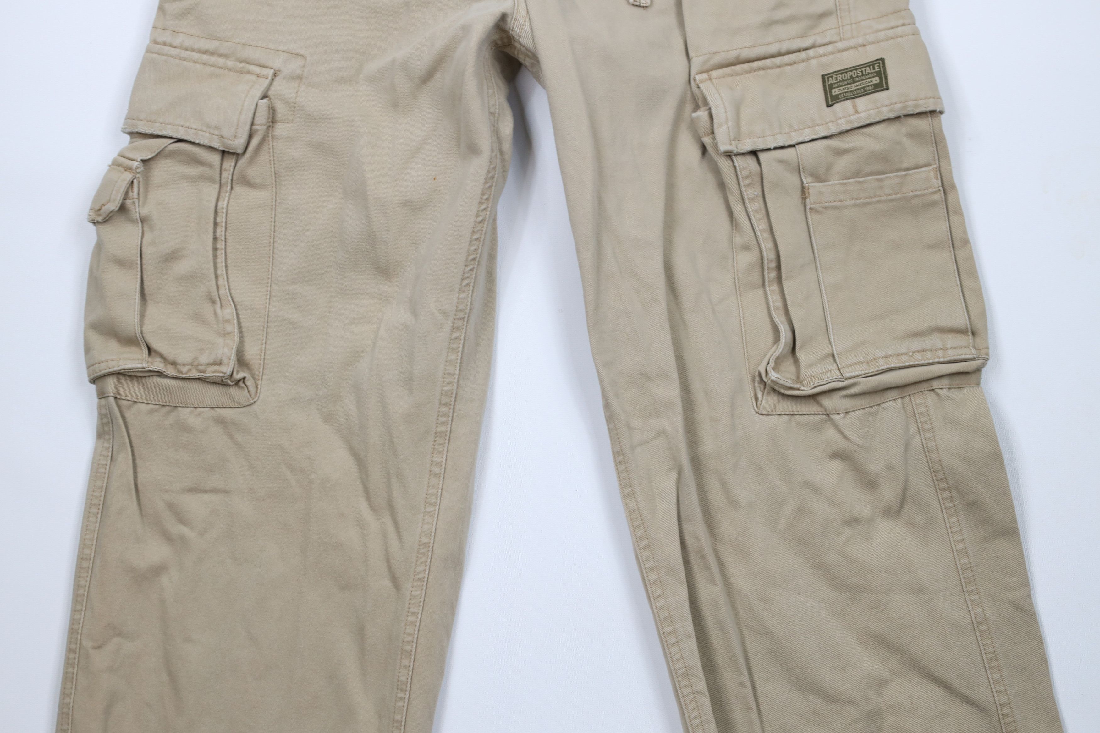 Aeropostale × Vintage Vintage 90s Y2K Aeropostale Baggy Wide Leg Cargo Pants Beige Size US 31 - 3 Thumbnail