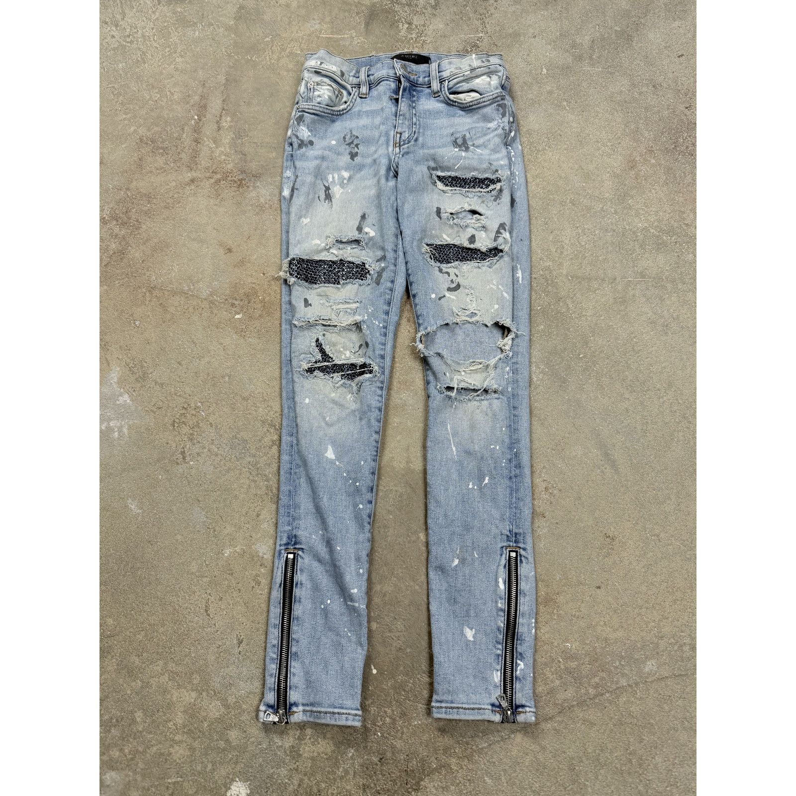 Amiri Amiri Jeans Light Wash Splatter Swarovski Patch Used 26 Size US 26 / EU 42 - 1 Thumbnail