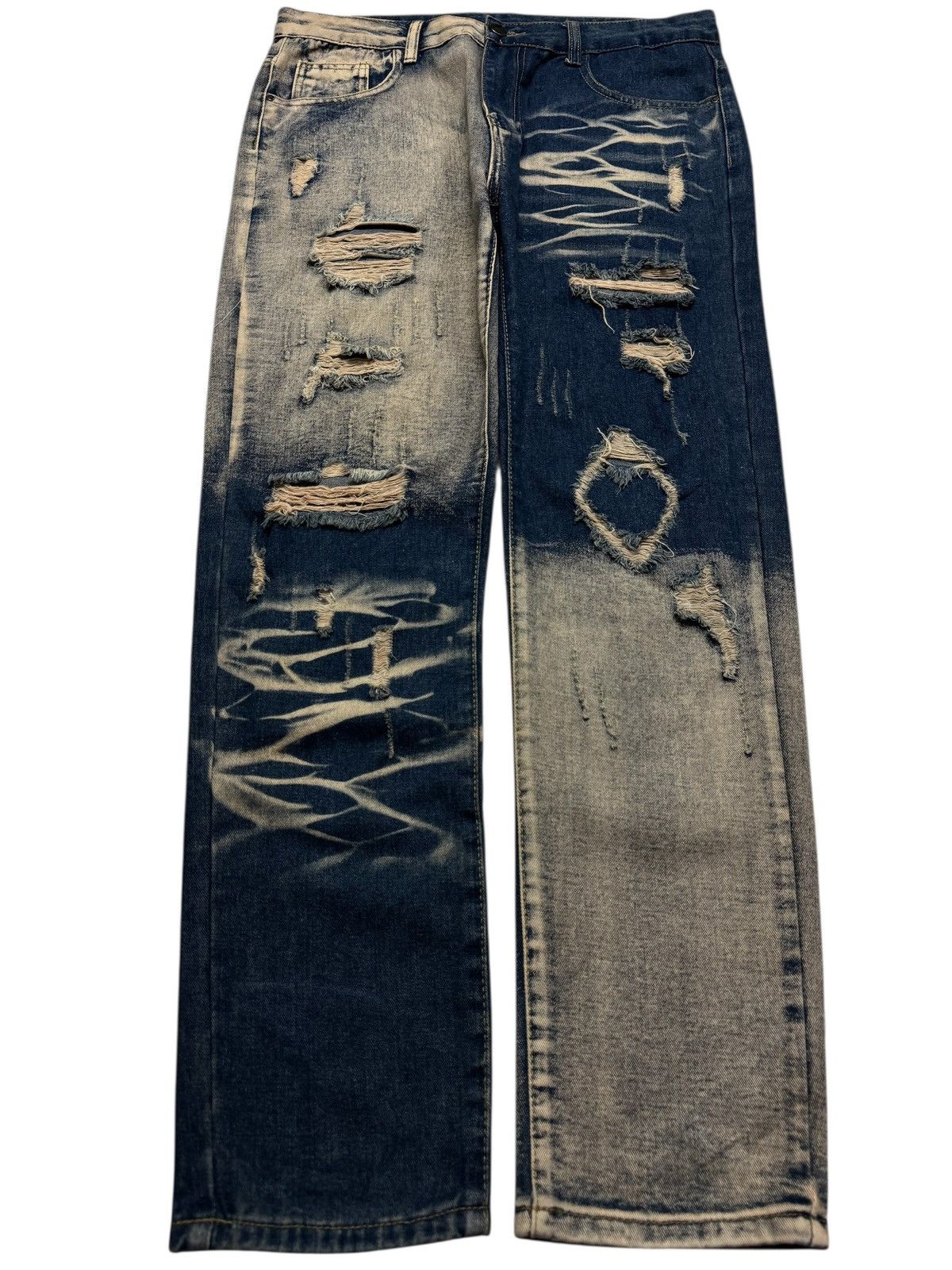 Kapital 💥RARE💥SICK JAPANESE 2 TONE COLOR DISTRESSED RIPPED JEANS Size US 34 / EU 50 - 1 Thumbnail
