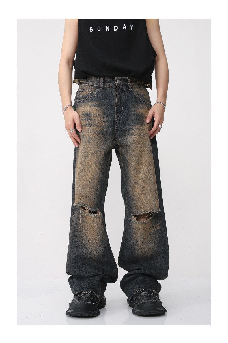Japanese Brand × Jean Vintage washed distressed raw-edge jeans Size US 32 / EU 48 - 1 Thumbnail