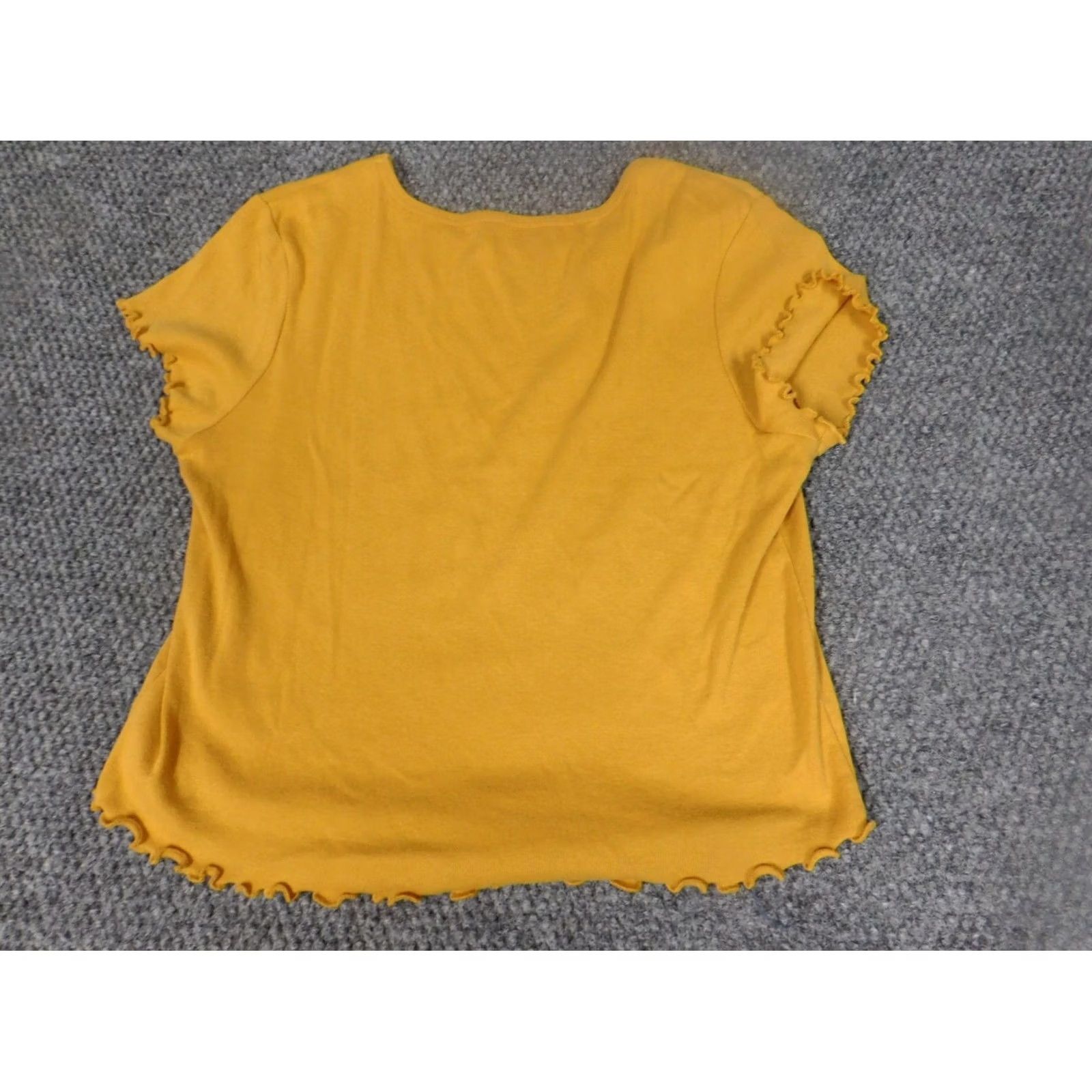 Awake NY Awake Blouse M Women Yellow Crew Neck Short Sleeve Cap Sleeve Rayon Casual California Stretch Regular Modern Basic Shirt Size M / US 6-8 / IT 42-44 - 7 Thumbnail