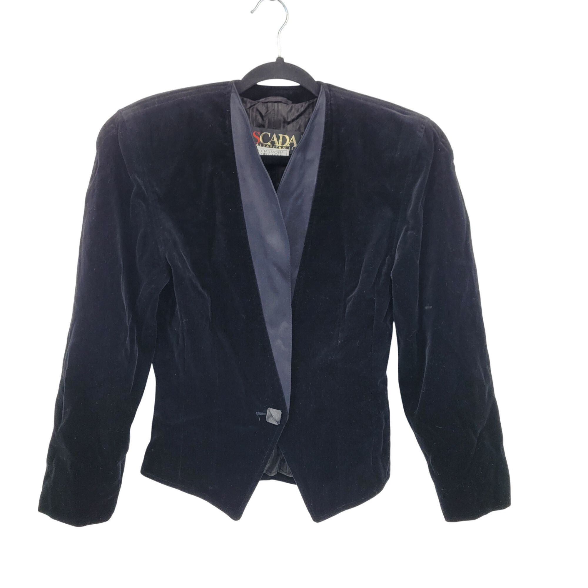 Escada Vintage Escada Womens Black Velvet Tuxedo Bolero Jacket XS F Size XS / US 0-2 / IT 36-38 - 1 Thumbnail