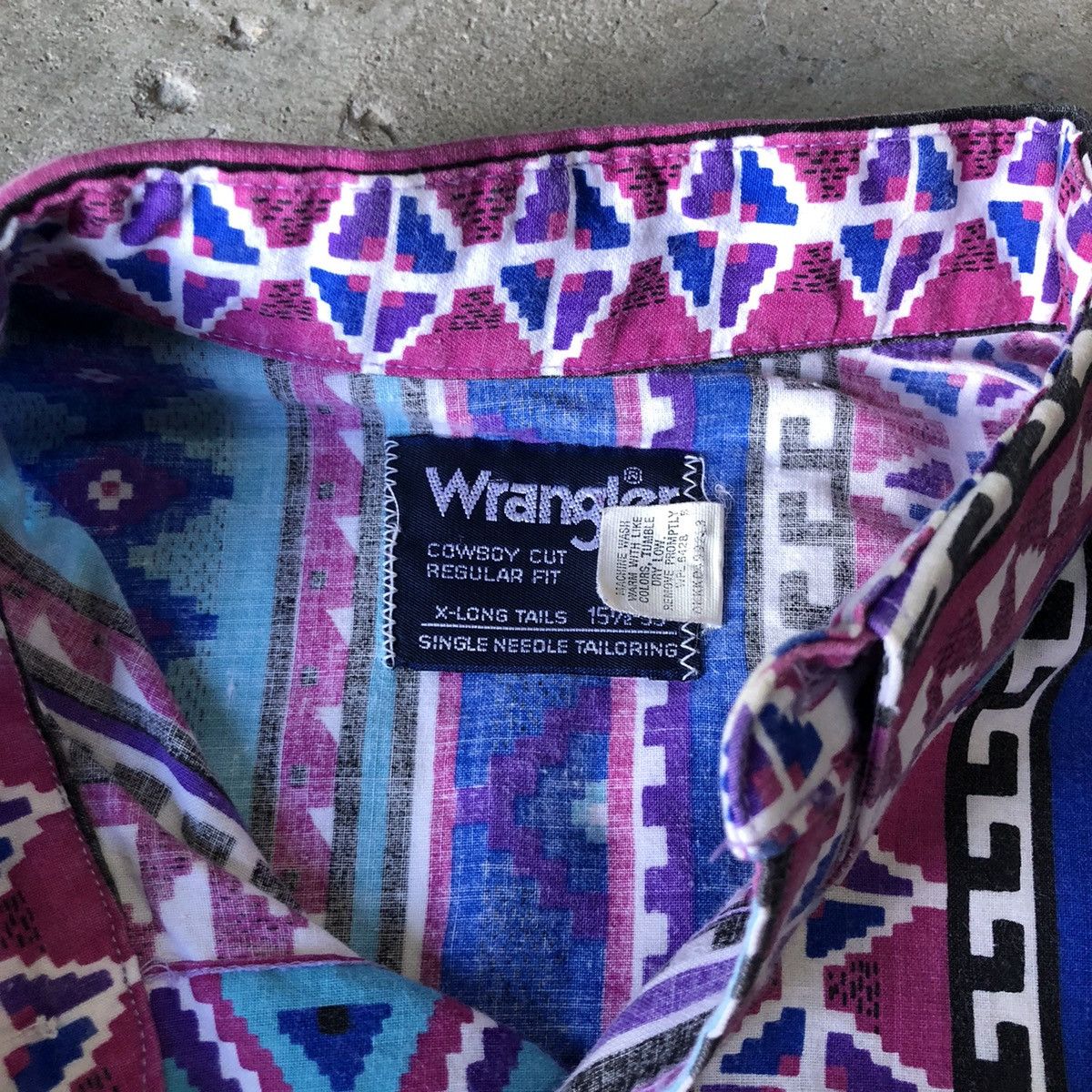 Vintage × Wrangler Vintage 90s Wrangler Western Shirt Aztec Stripe Pattern Size US L / EU 52-54 / 3 - 4 Thumbnail