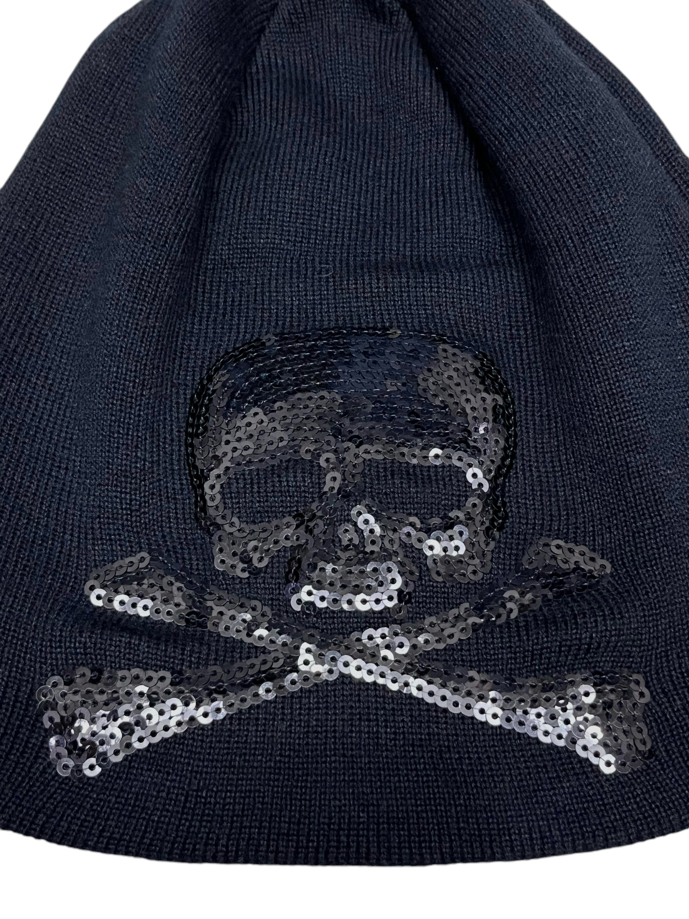 Japanese Brand × Rockstar Games 💀 🎸Vintage ROCK THE WORLD Black Sequins Skull Beanie Size ONE SIZE - 8 Thumbnail