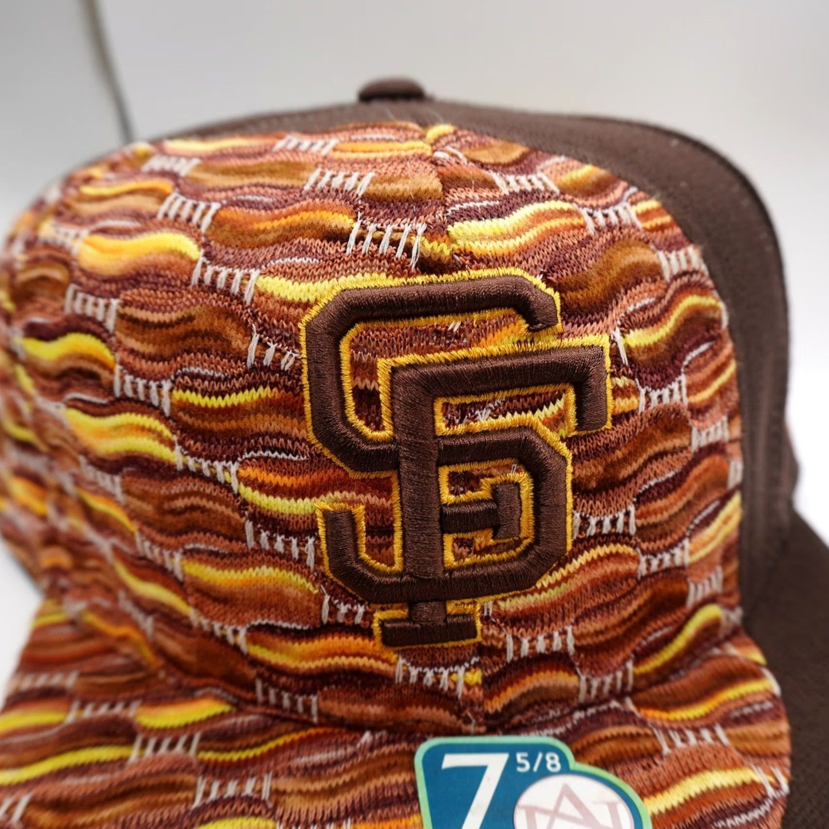 American Needle American Needle SF Giants Hat Mens 7 5/8 Brown Orange Textured Knit Fitted Cap Size ONE SIZE - 3 Thumbnail