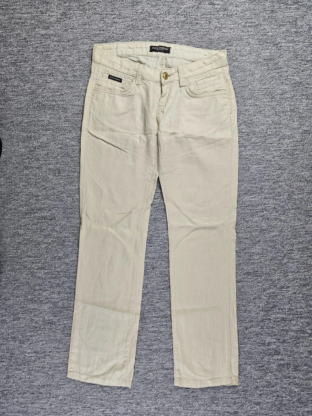 Dolce & Gabbana Dolce Gabbana Vintage Linen Pants Women W26 Beige Italy Size US 26 / EU 42 - 3 Thumbnail