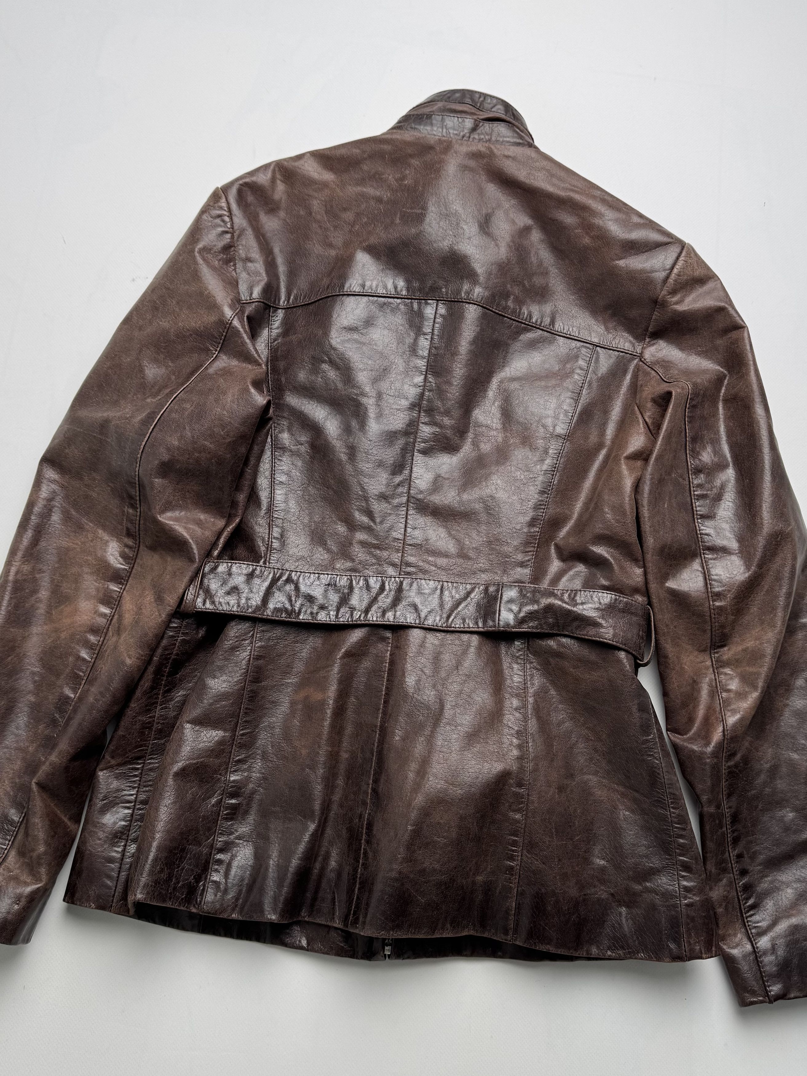 Vintage Vintage Leather Jacket Belted Zip Up Style Biker Coat E2 Size M / US 6-8 / IT 42-44 - 9 Thumbnail