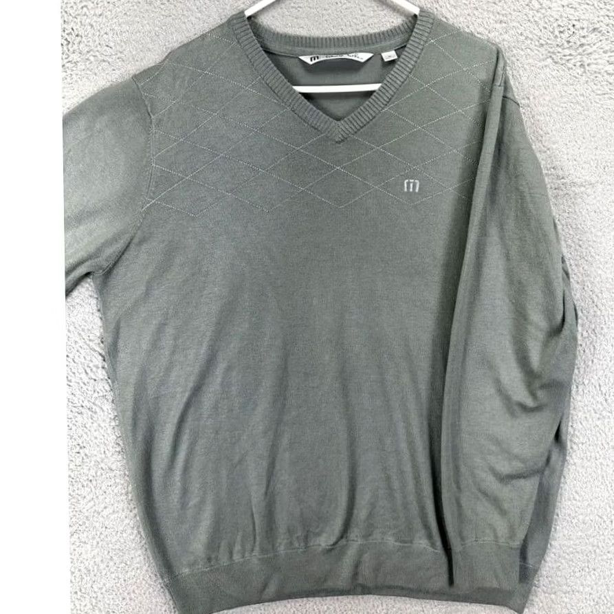 TravisMathew Travis Mathew V-Neck Sweater Pullover Adult XL Mens Gray Nylon Blend Long Sleeve Size US XL / EU 56 / 4 - 3 Thumbnail