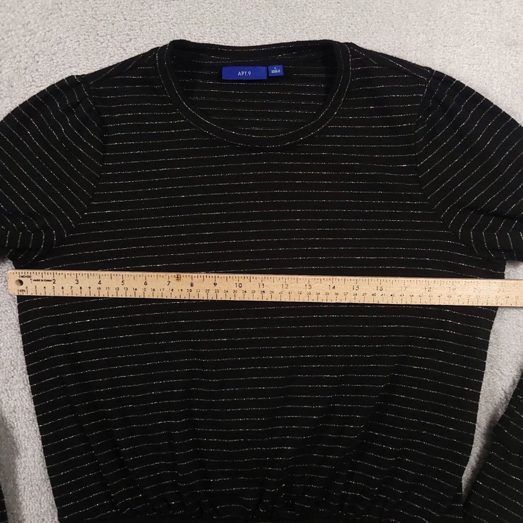 Apt. 9 Apt 9 Long Sleeve Black & Gold Stripes Banded Knit Shirt Womens Large Size L / US 10 / IT 46 - 5 Thumbnail