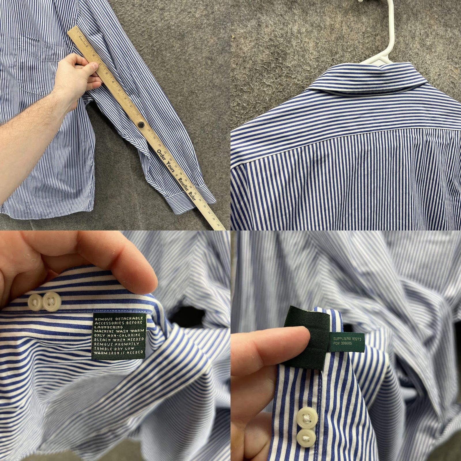 Ralph Lauren Lauren Ralph Lauren Dress Shirt Mens 17.5 34/35 Blue Stripe Non Iron Long Sleeve Shirt Size 48R - 8 Thumbnail