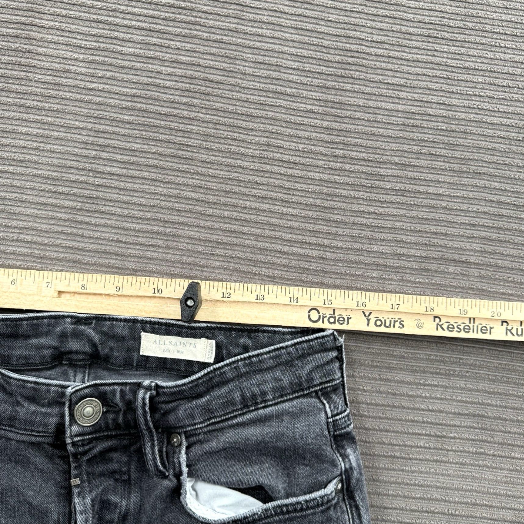 Allsaints AllSaints Jeans Men 30/26 Gray Cotton Button Fly Distressed Designer Regular Straight Tapered 30in 26in Inseam Mens Size US 30 / EU 46 - 5 Thumbnail