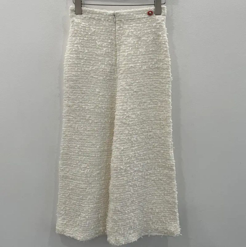 Chanel Chanel White Wool Casual Trousers for Women 0089 Size 23" - 1 Thumbnail