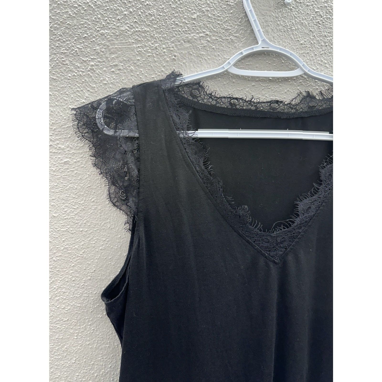 Vintage Unbranded Womens Shirt XL Black Cap Sleeve Lace Trim Shirt Womens XL Black Cap Sleeve Lace Trim Size XL / US 12-14 / IT 48-50 - 2 Thumbnail