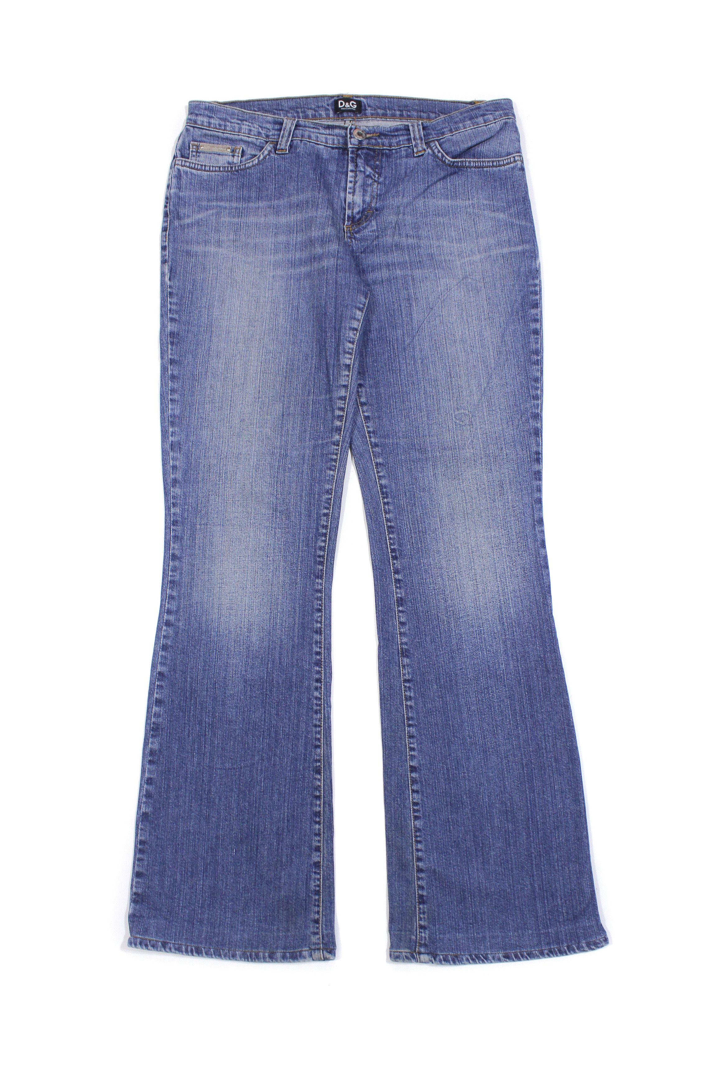 Dolce & Gabbana 90S DG Logo Y2K Flared Jeans Vintage Size 28" / US 6 / IT 42 - 2 Thumbnail