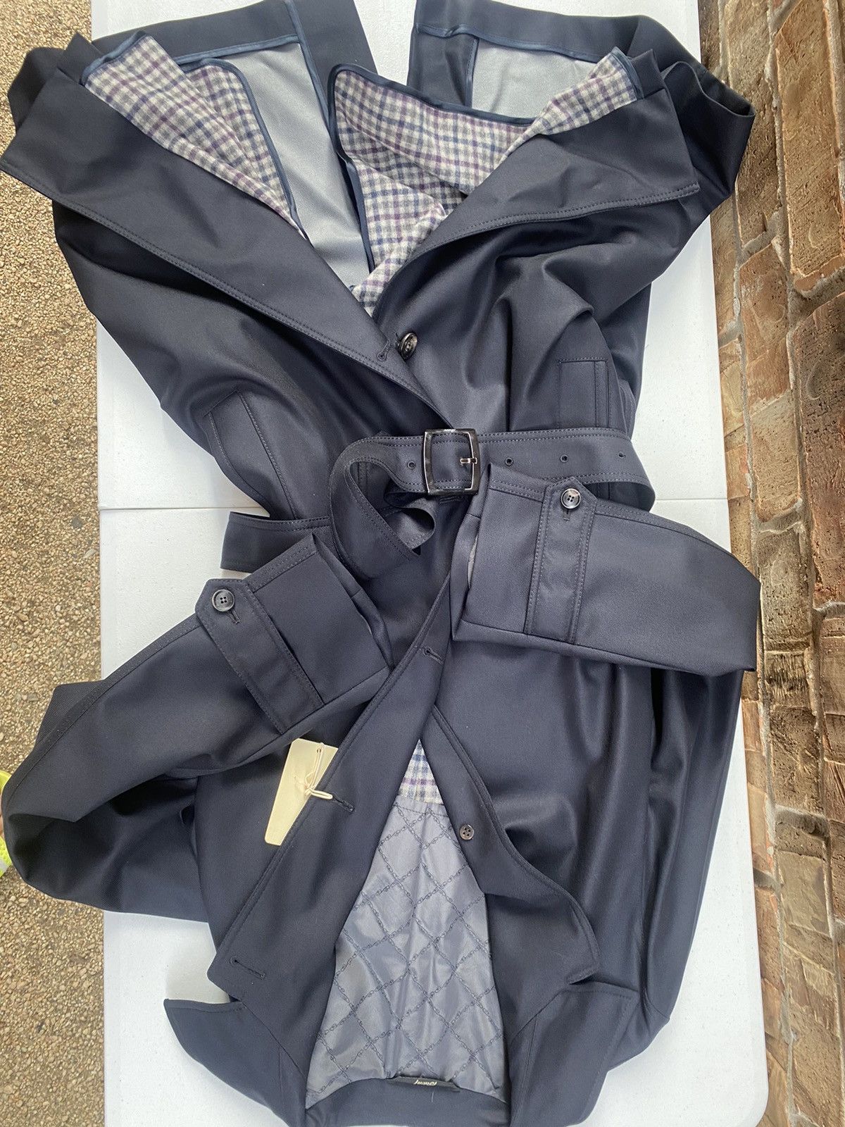 Brioni Brioni 🇮🇹 black storm system wool bond belted topcoat L NEW Size US L / EU 52-54 / 3 - 21 Thumbnail