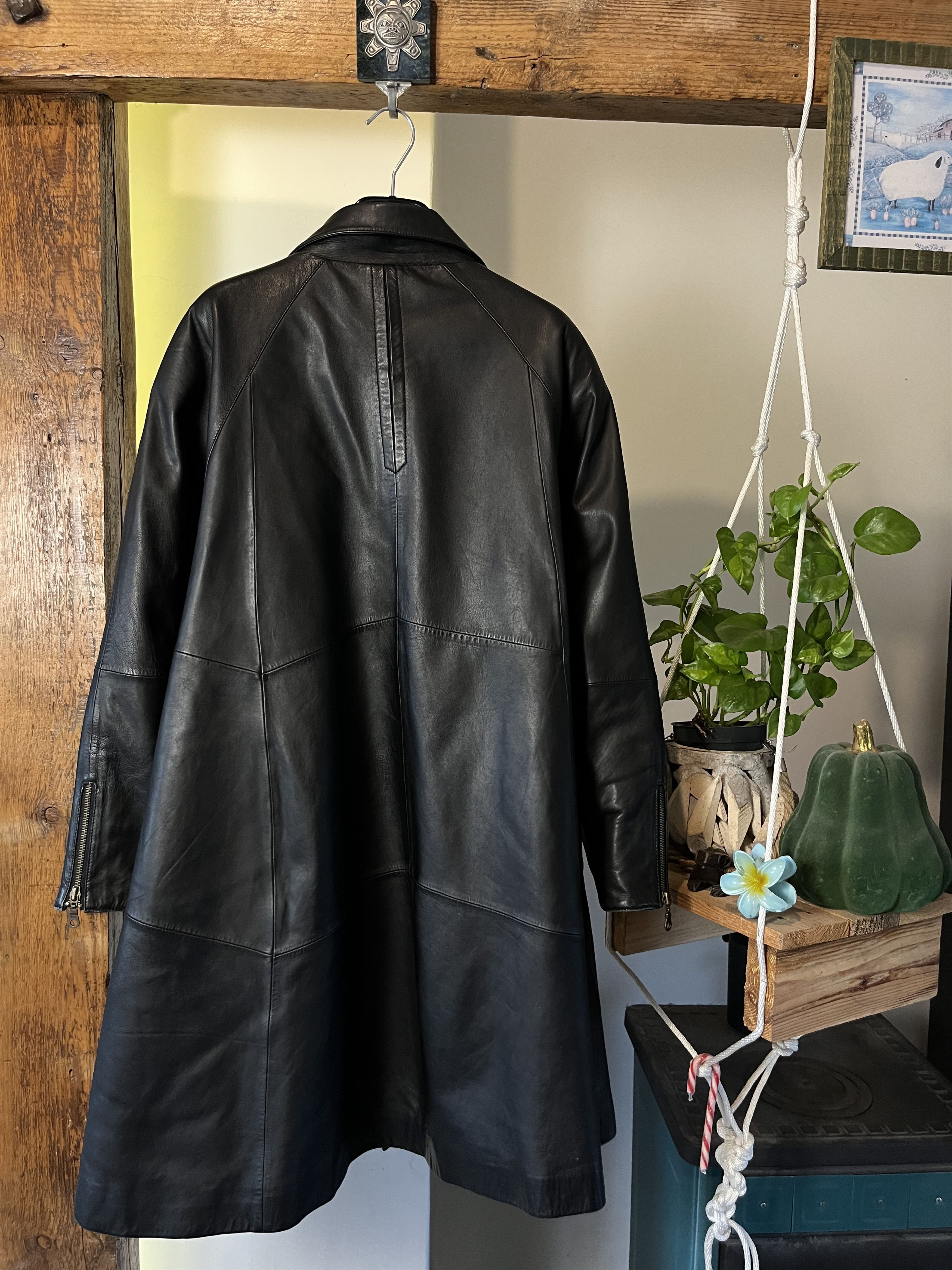 Vintage Vintage 90s Avant Garde Leather Long Coat Size US M / EU 48-50 / 2 - 2 Thumbnail