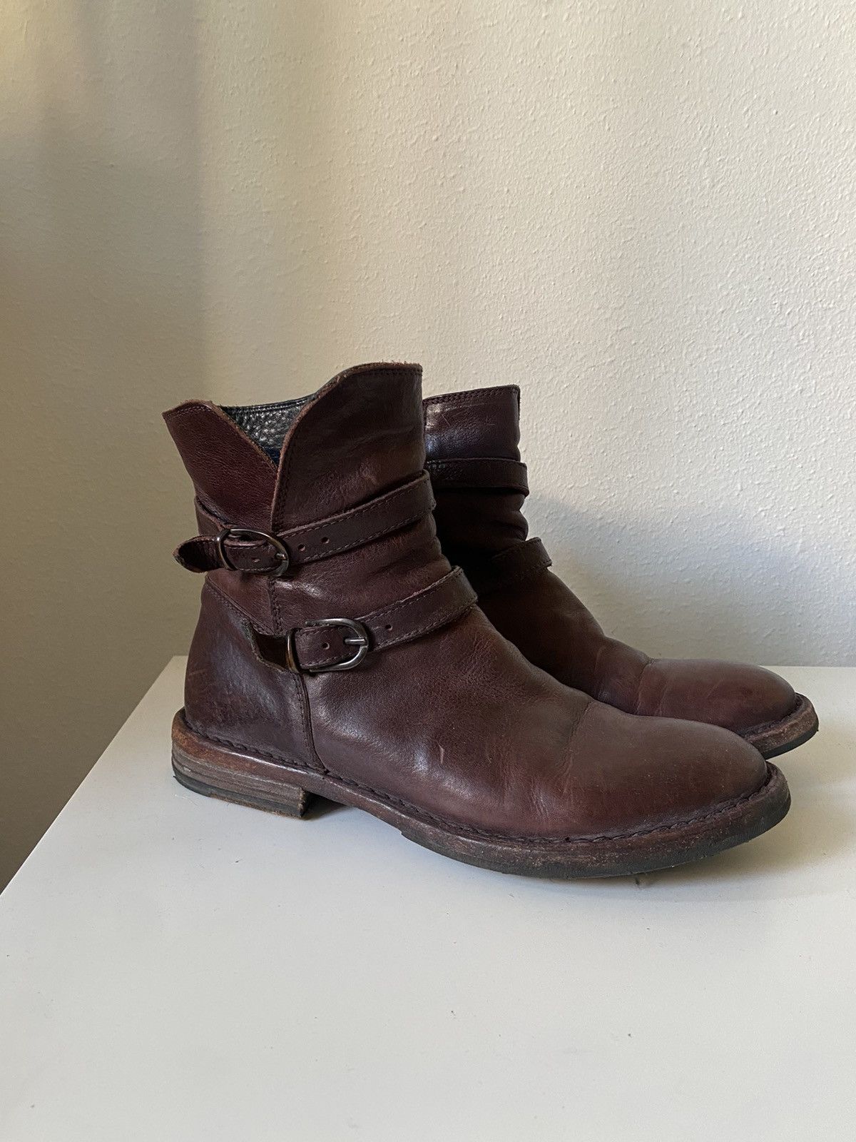 image of Avant Garde x Guidi Archive Moma Leather Ankle Boots Cyber Shoes Opium Y2K Japan in Brown, Women's 