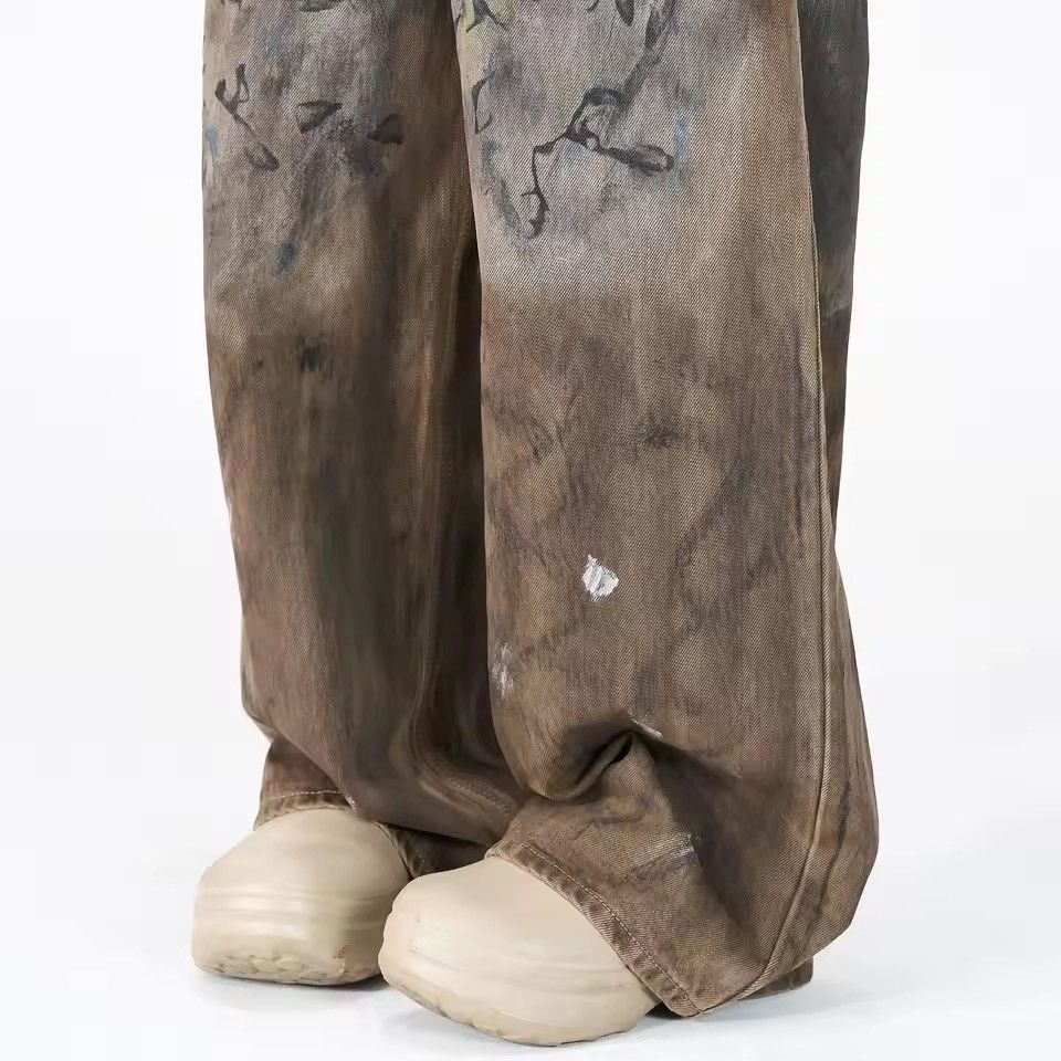 Jean xtl Balenciaga rickowens style flared baggy stain jeans Size US 29 - 4 Thumbnail