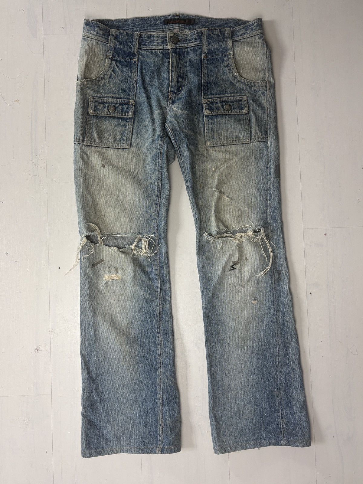 Undercover SS06 Undercover “T” Chuuut Embroidered Dirtwash Denim