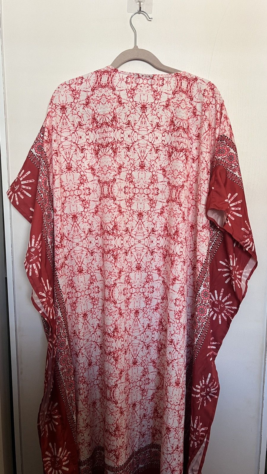 Other Ashro Red White Mandala Sun Kaftan Dress Kimono Sleeve Size ONE SIZE - 5 Thumbnail