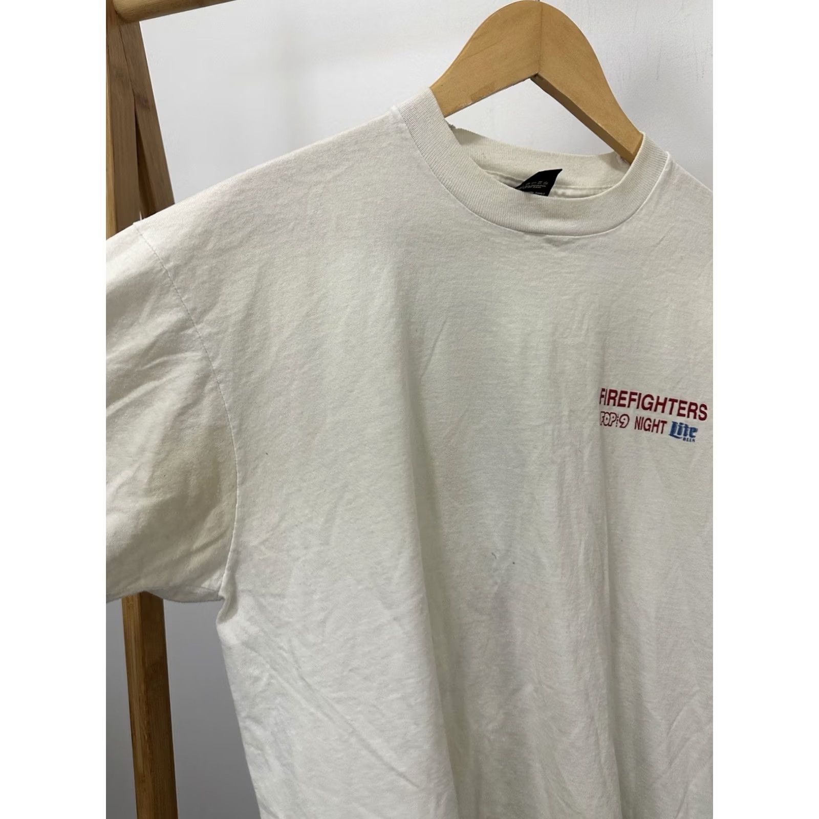 Vintage VTG Miller Lite Firefighter Nite Worn Single Stitch T-Shirt Size L Shirt Men White 60s? 70s? Size US L / EU 52-54 / 3 - 4 Thumbnail