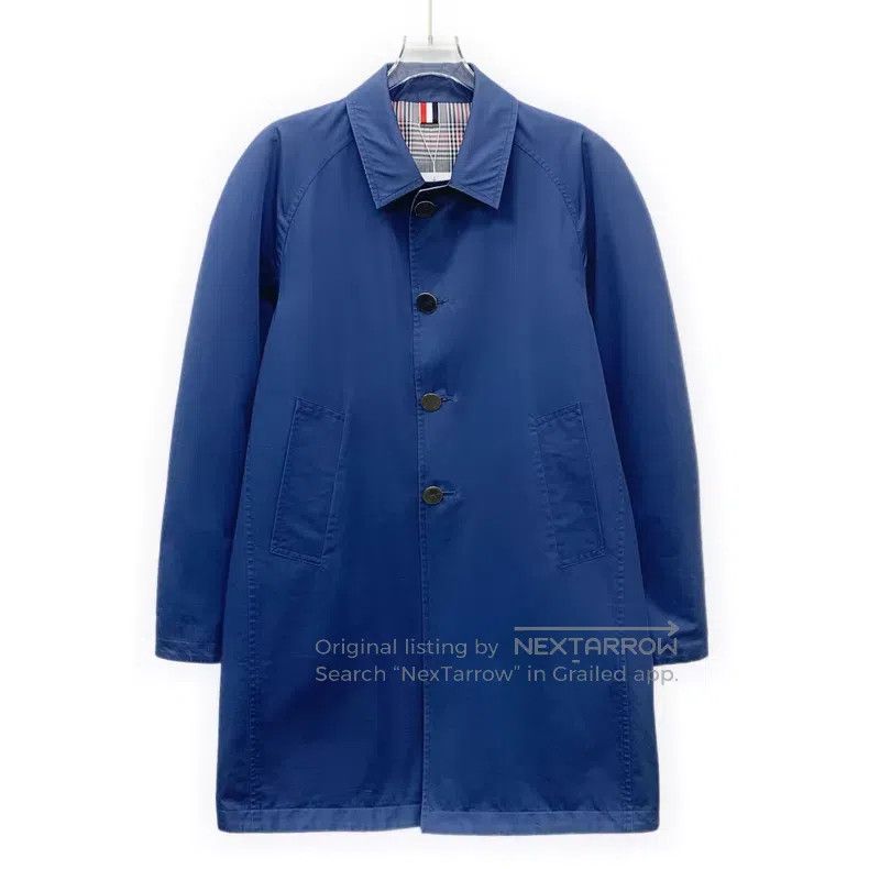 Thom Browne Thom Browne Blue Plaid Cotton Lapel Single Breasted Long S Size US S / EU 44-46 / 1 - 1 Thumbnail