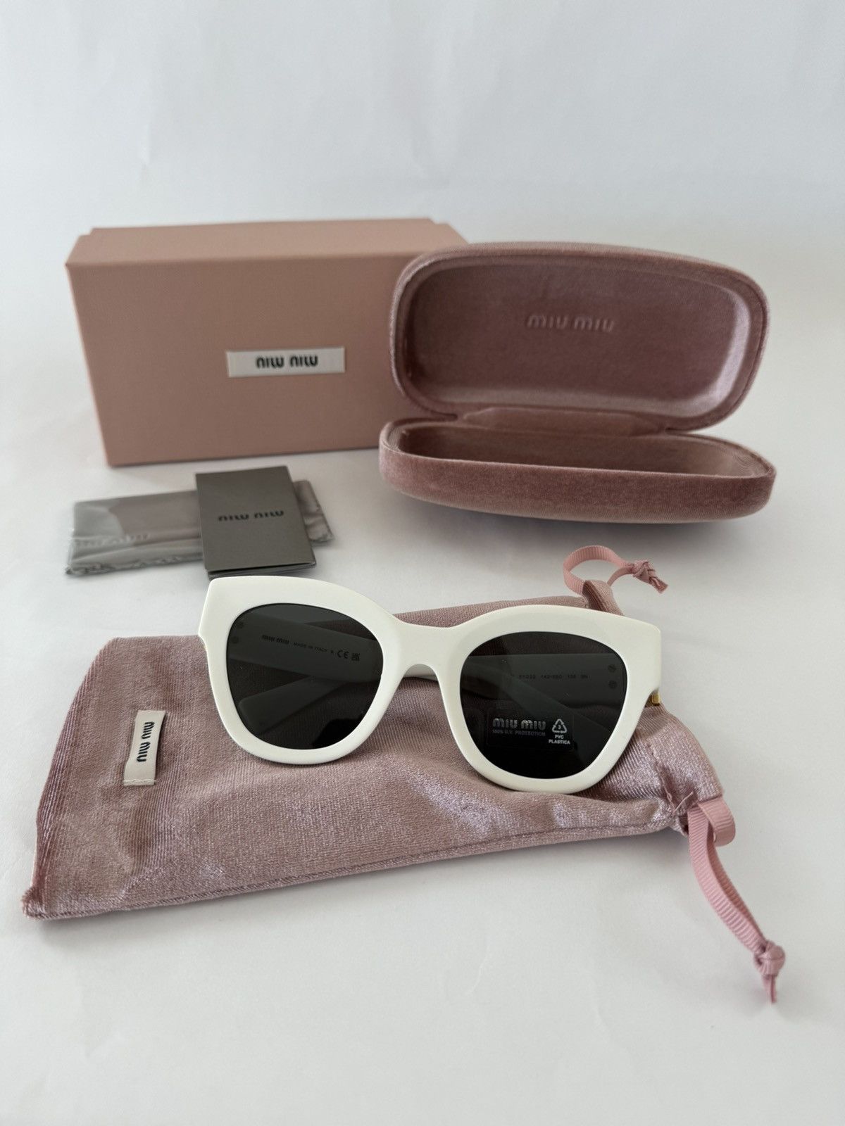 Miu Miu NWT MIU MIU Glimpse White Gold Sunglasses, 100 