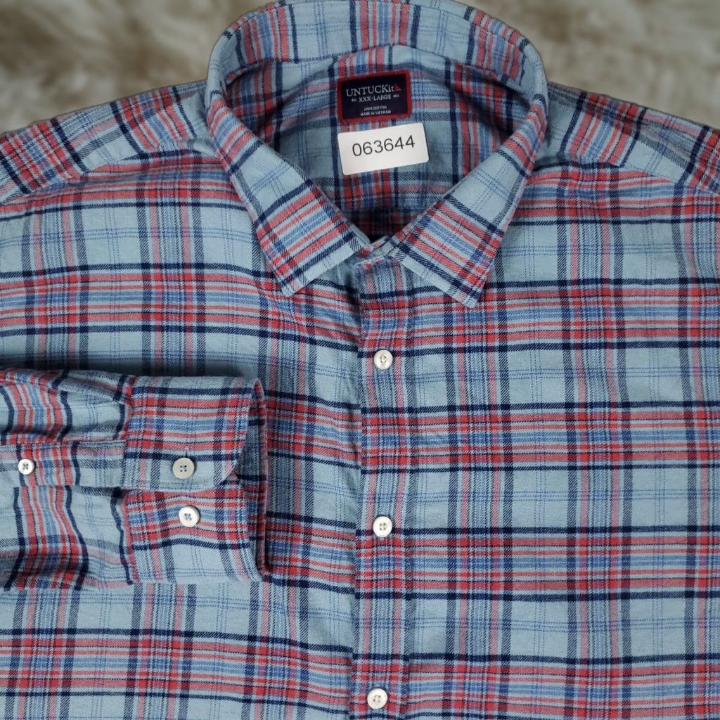 UNTUCKit UNTUCKit Shirt Mens 3XL Plaid Flannel Button-Up Long Sleeve Red Blue Casual Dress Community Classic Modern Preppy Mens Size US XXL / EU 58 / 5 - 1 Thumbnail
