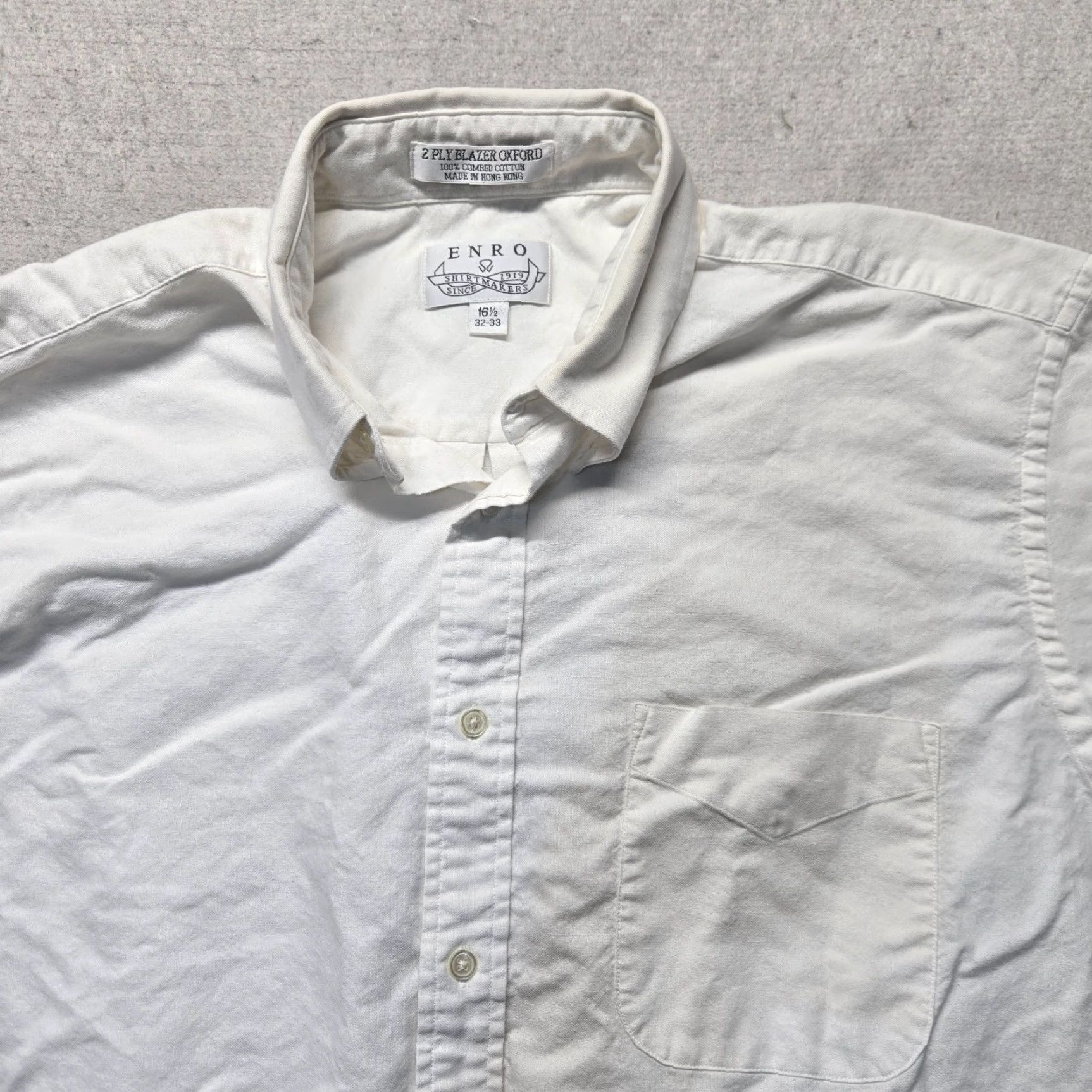 Enro ENRO Solid White Classic Button-Up Dress Shirt Long Sleeve Mens 16.5 32-33 Color: White Size: 16.5 Material: 100% Cotton Brand: ENRO Size 42R - 2 Thumbnail