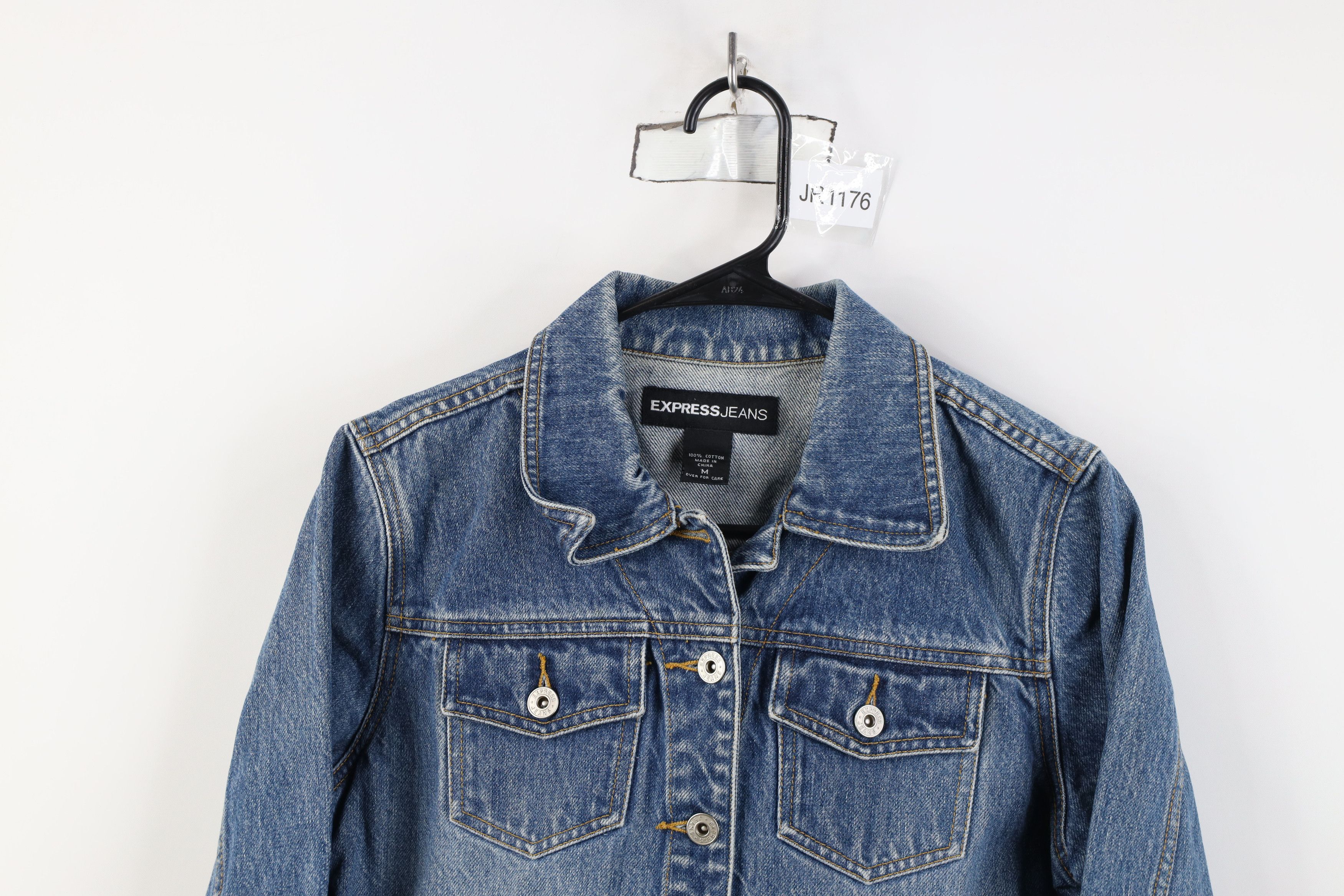 Express Vintage Y2K Express Babydoll Cropped Denim Trucker Jacket Size M / US 6-8 / IT 42-44 - 2 Thumbnail