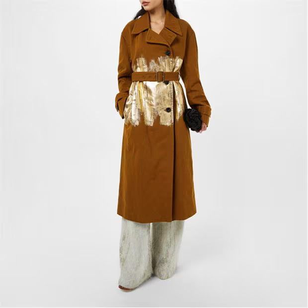 Dries Van Noten o1g2r1mq1024 Coat in Brown & Golden Size M / US 6-8 / IT 42-44 - 4 Thumbnail